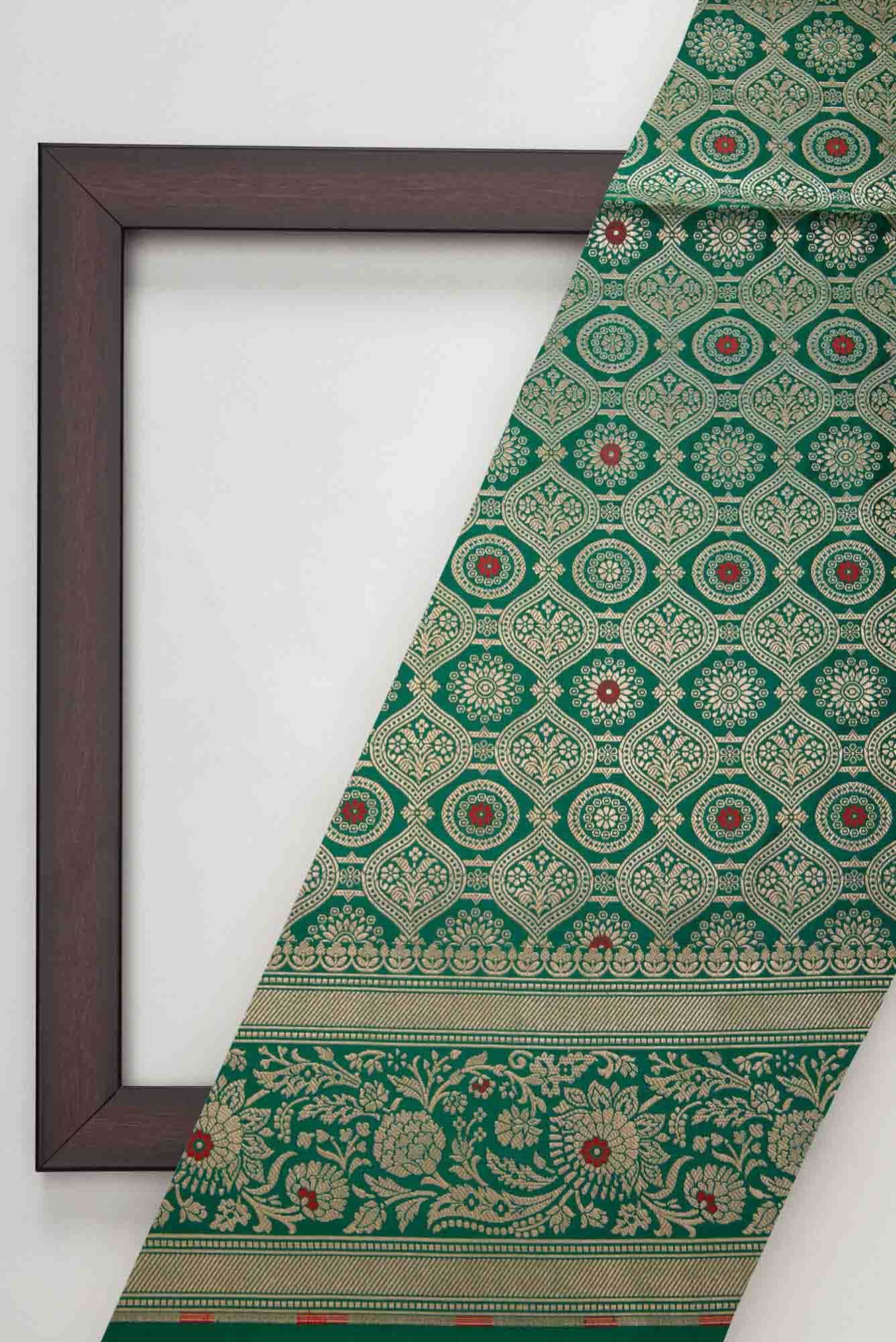 Green Banarasi Silk Dress Material