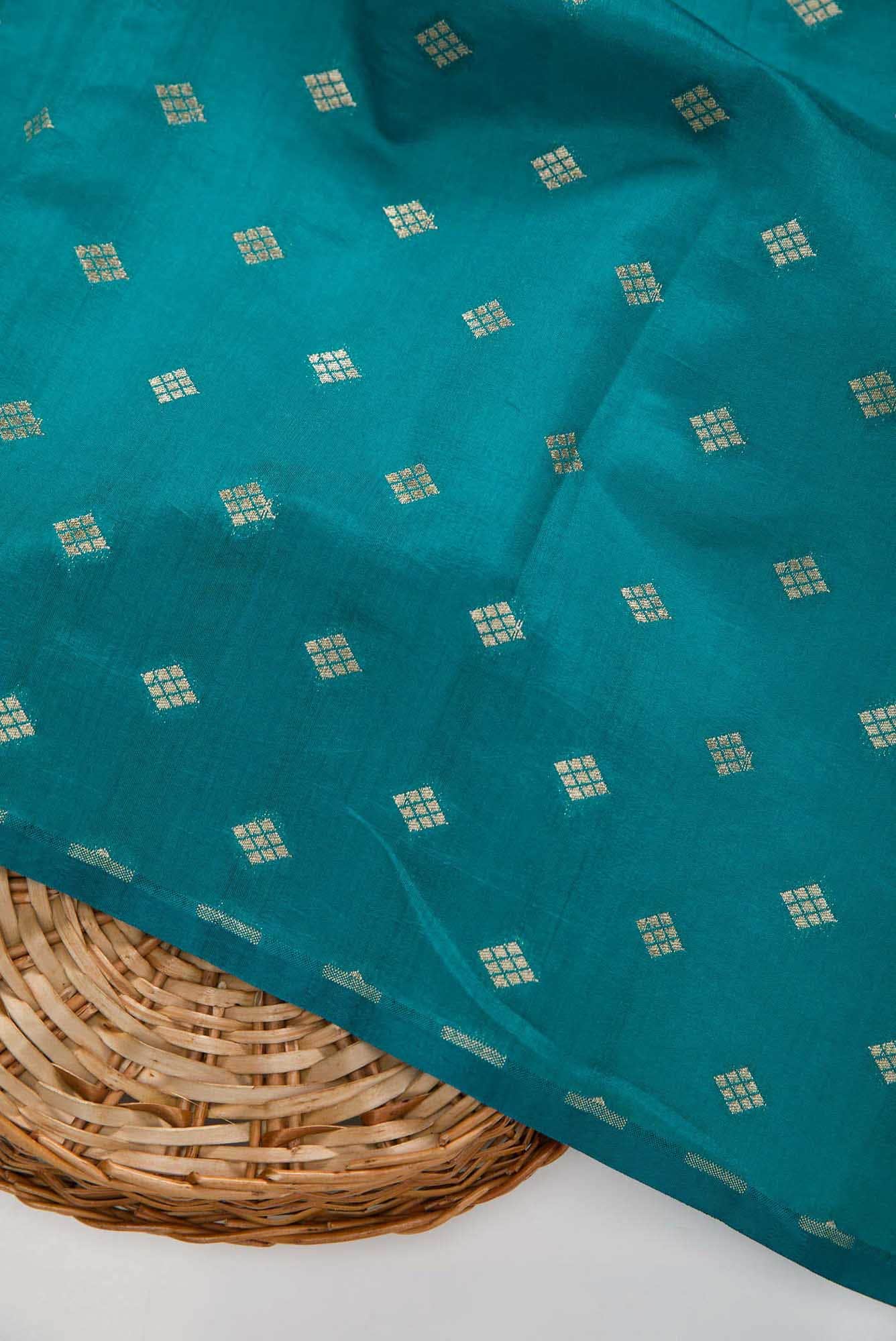 Peacock Blue Banarasi Silk Dress Material