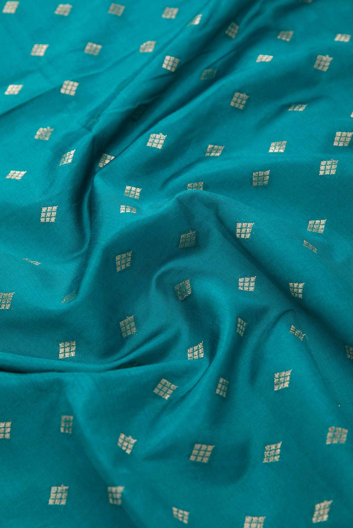 Peacock Blue Banarasi Silk Dress Material