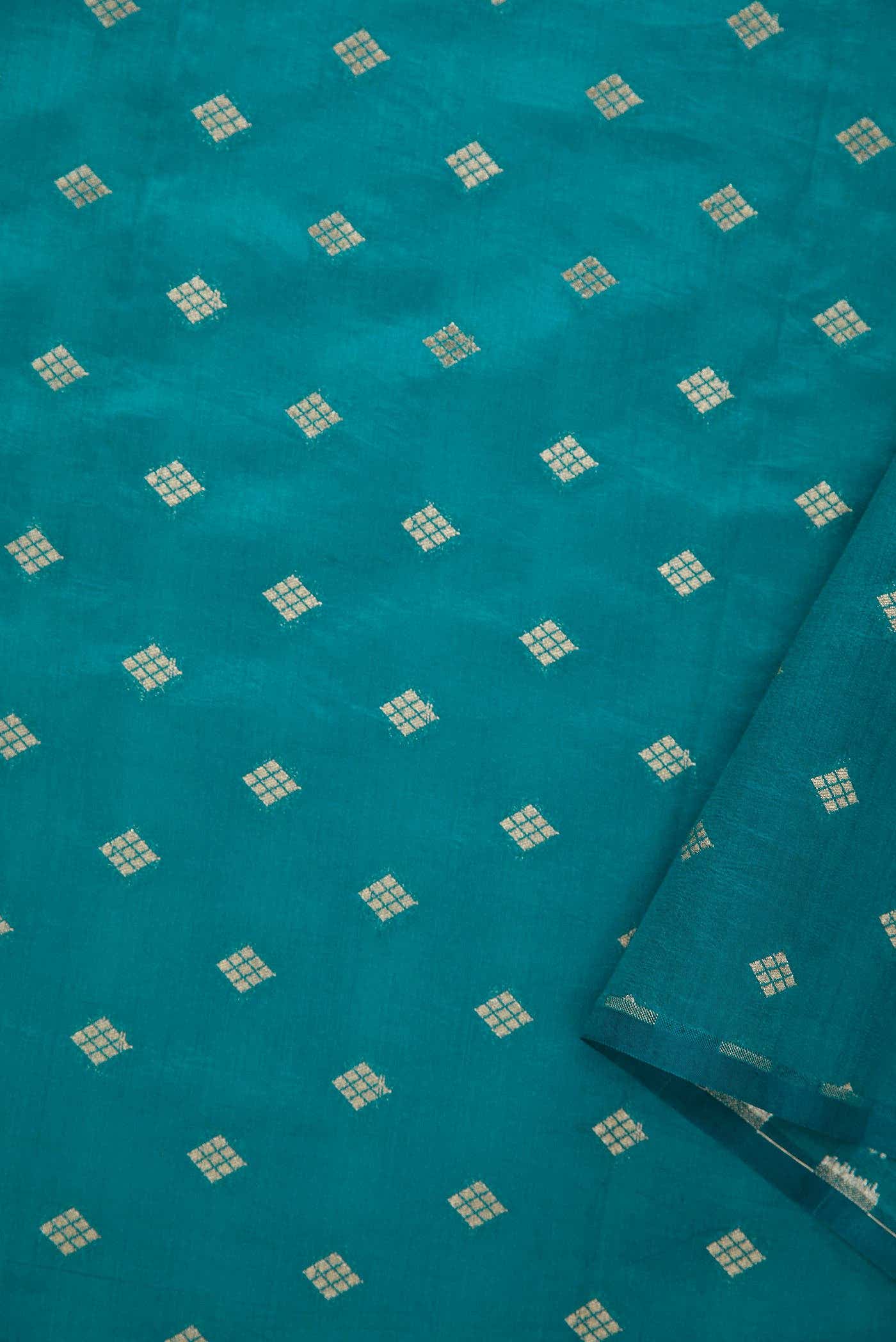 Peacock Blue Banarasi Silk Dress Material