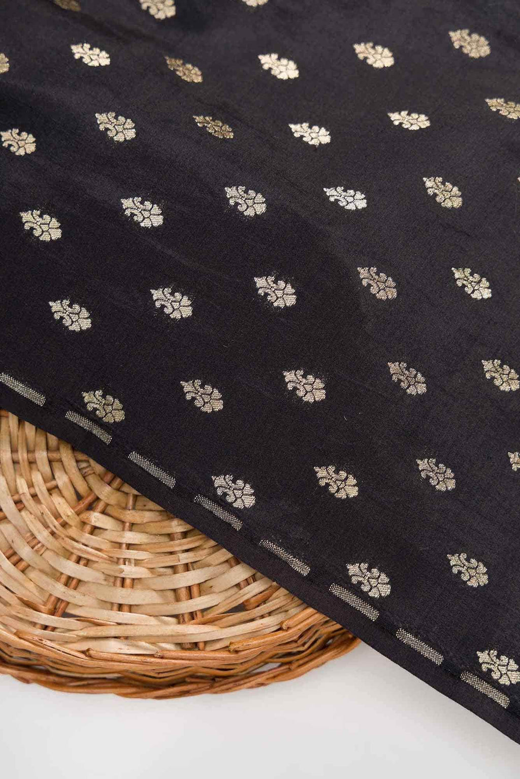 Black Banarasi Silk Dress Material