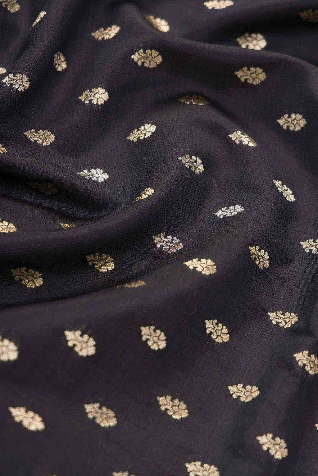 Black Banarasi Silk Dress Material