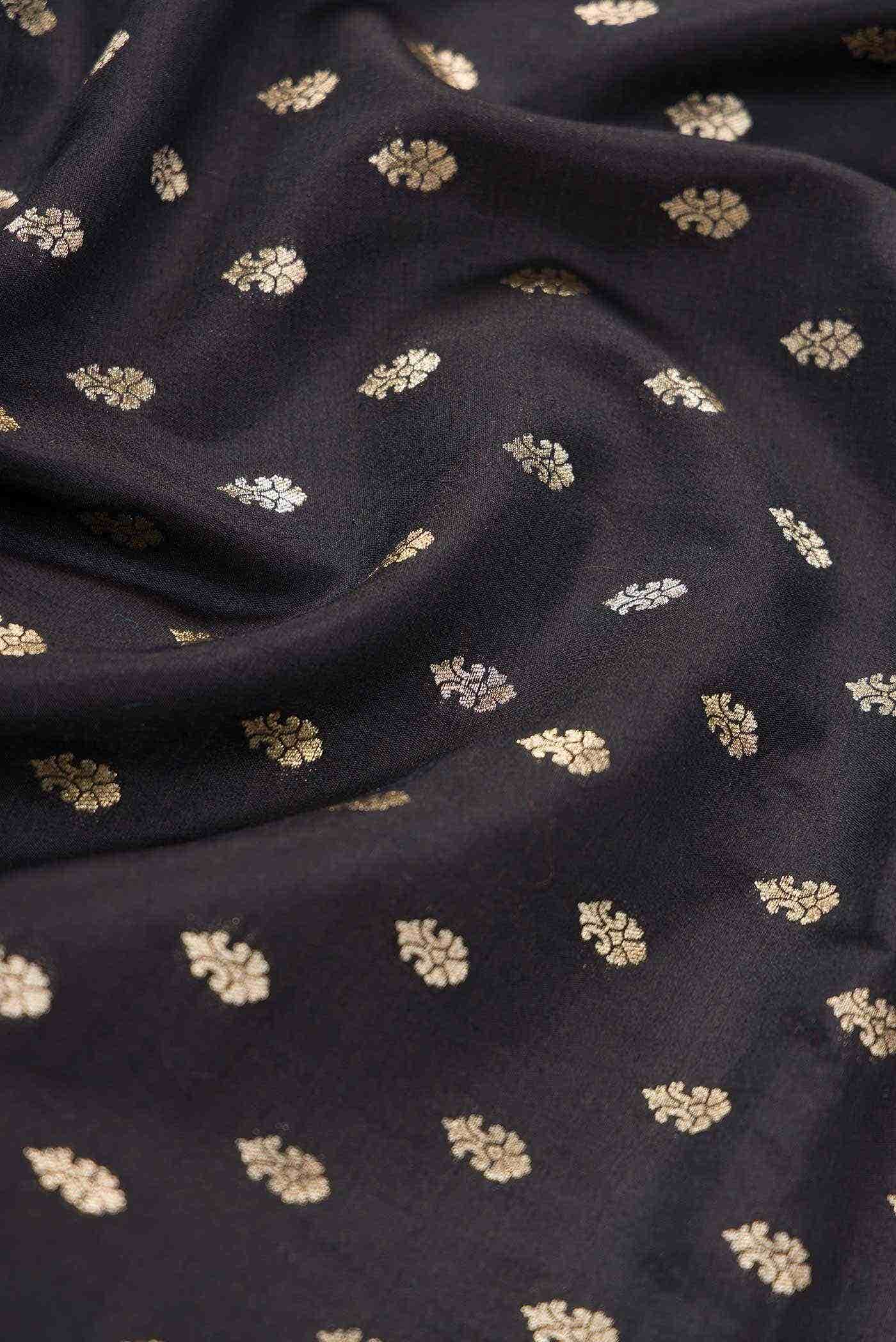 Black Banarasi Silk Dress Material