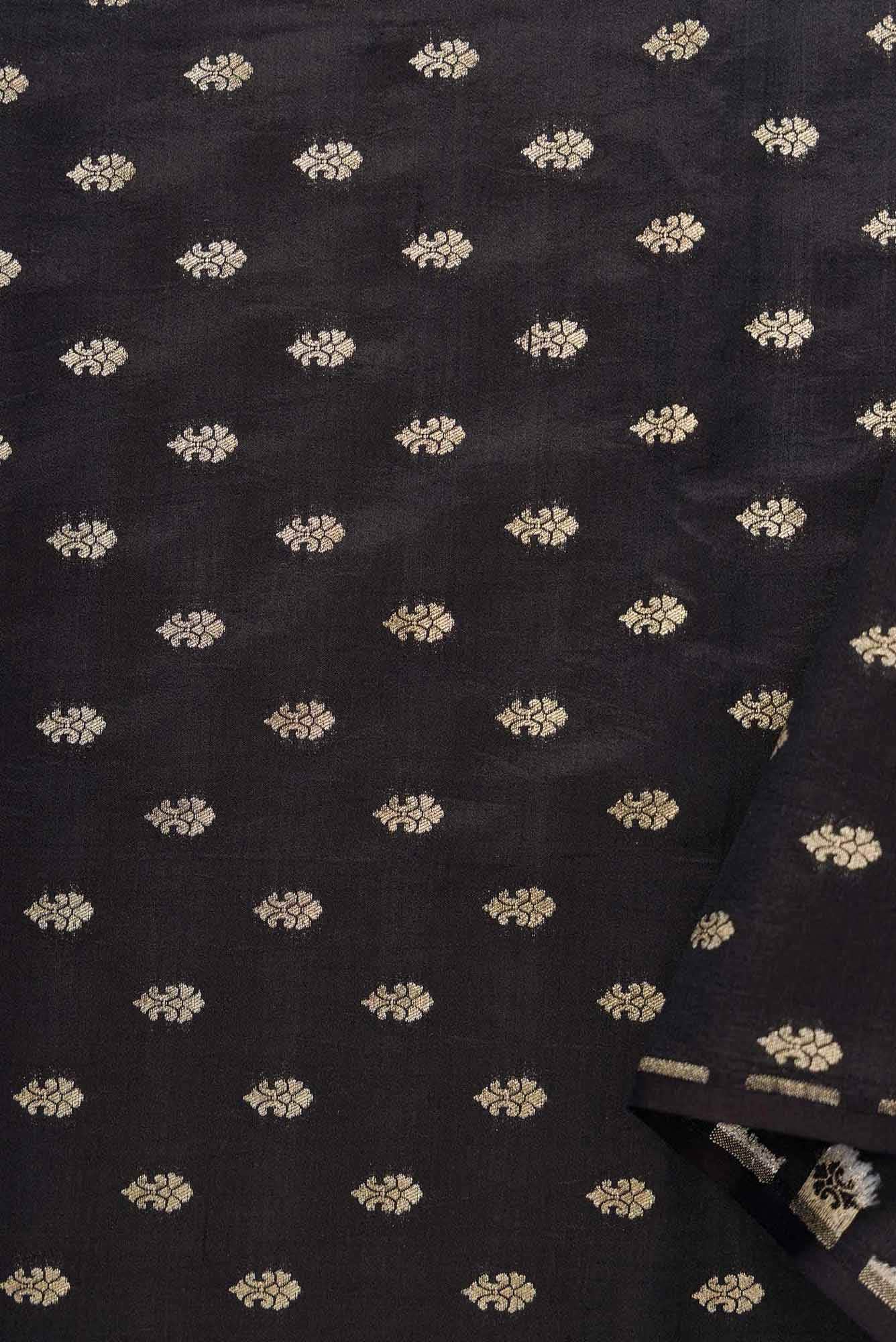 Black Banarasi Silk Dress Material