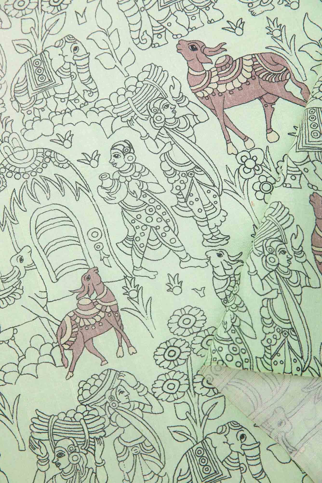 Sea Green Raw Silk Dress Material