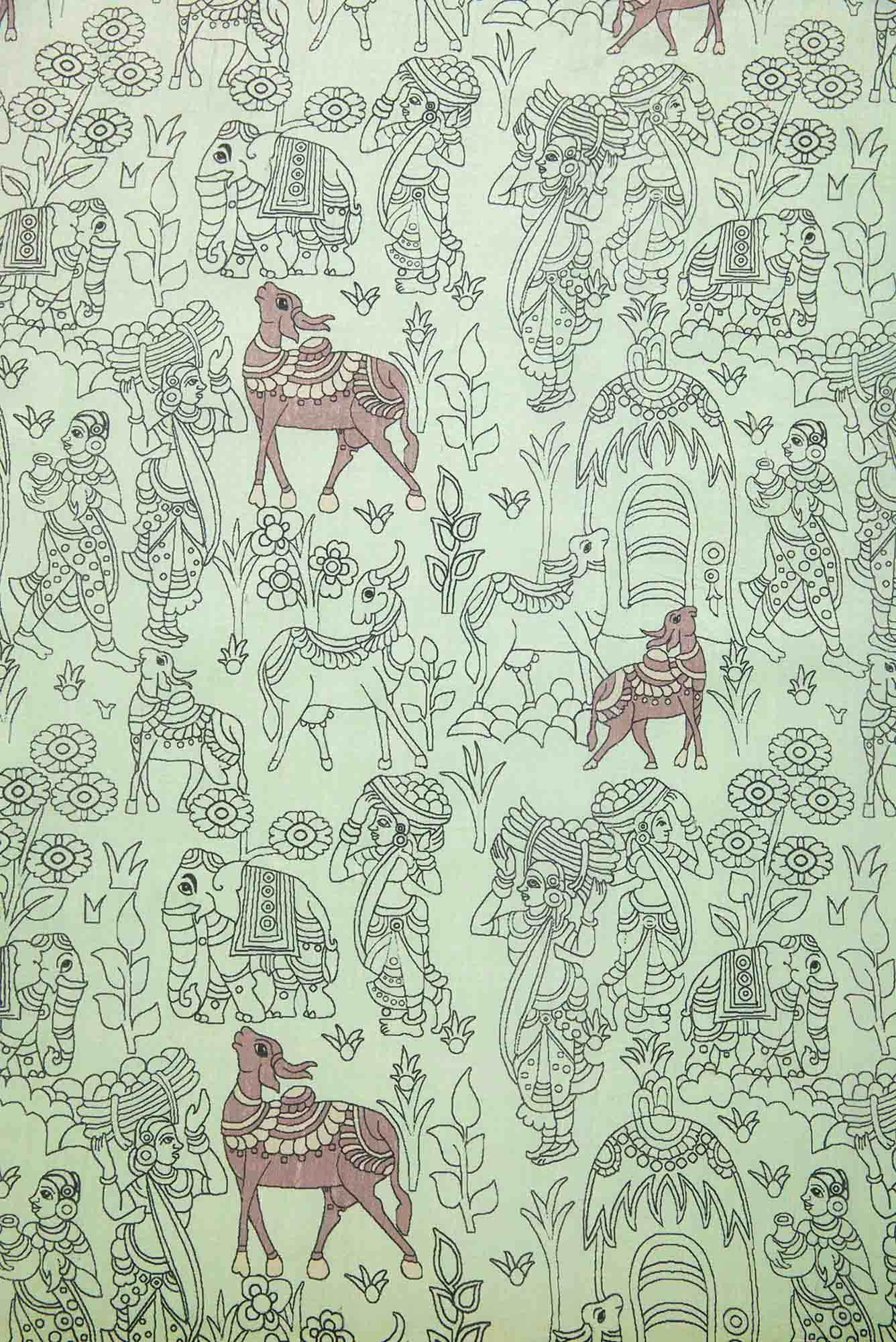 Sea Green Raw Silk Dress Material