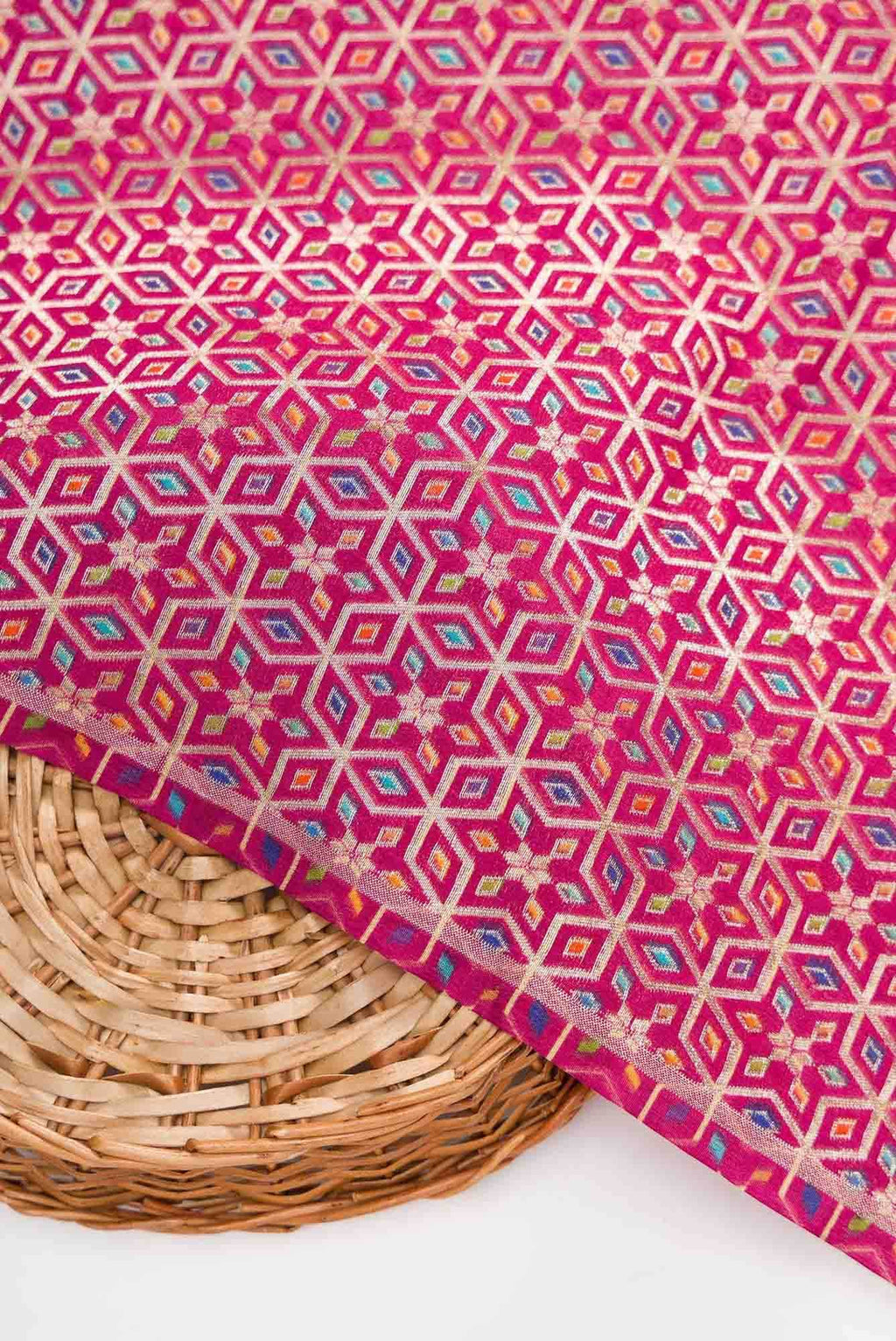 Pink Banarasi Silk Dress Material
