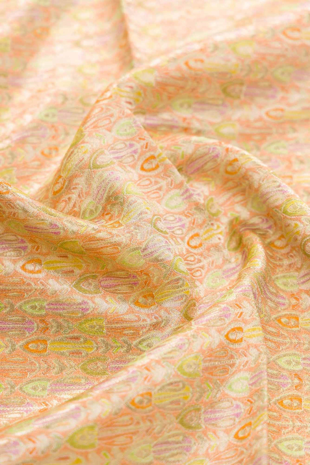Golden Peach Banarasi Silk Dress Material