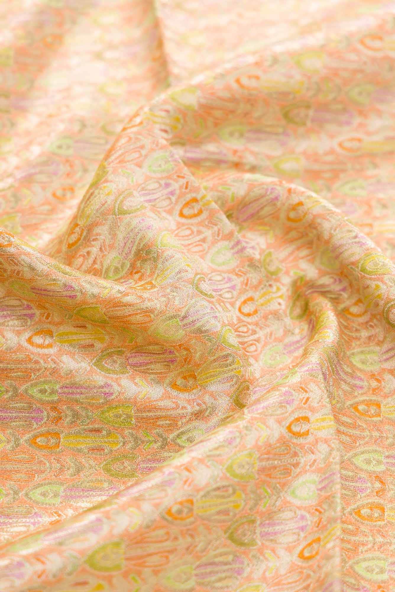 Golden Peach Banarasi Silk Dress Material