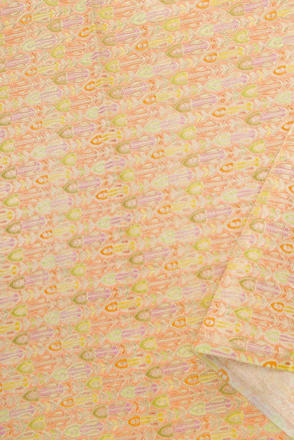 Golden Peach Banarasi Silk Dress Material