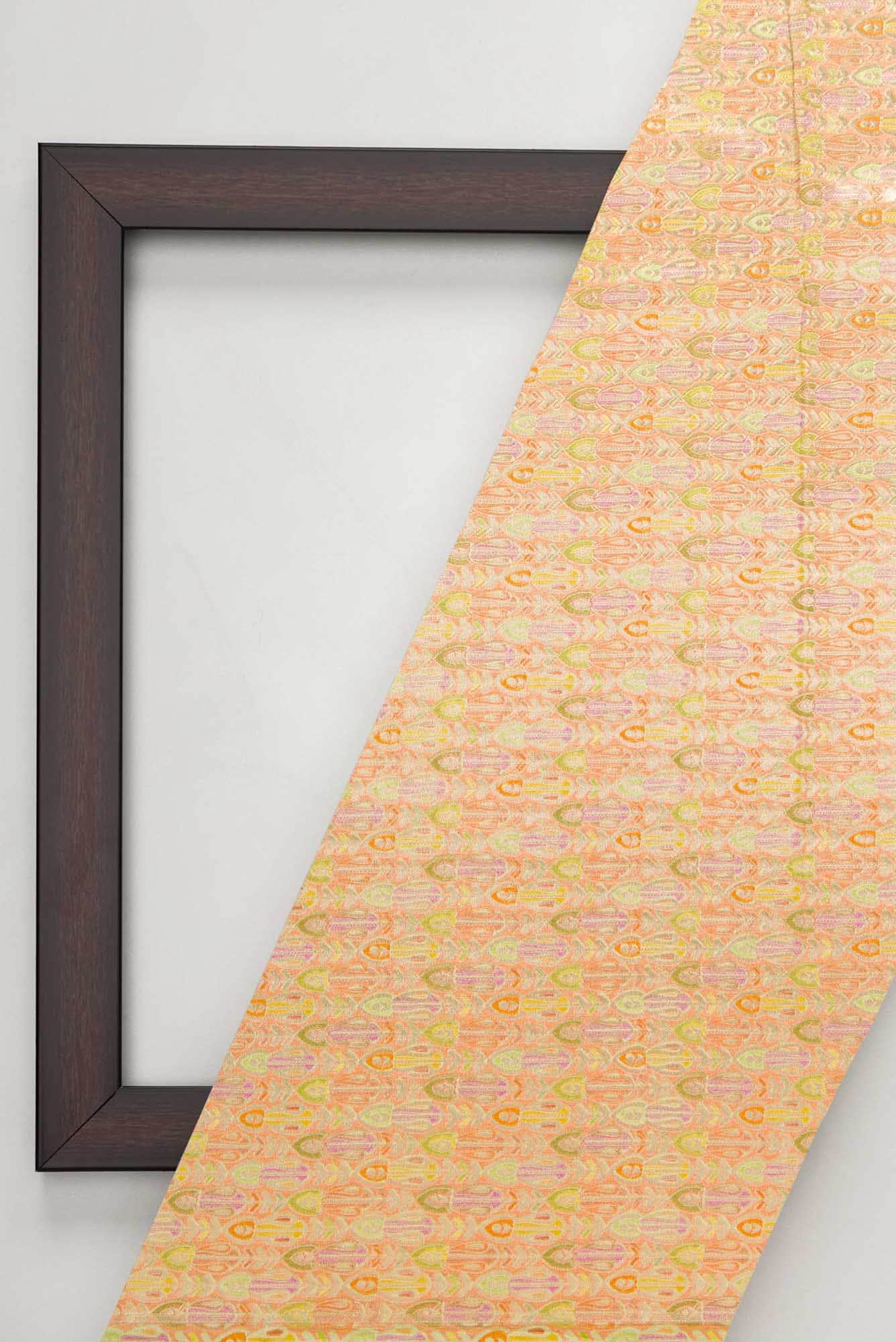 Golden Peach Banarasi Silk Dress Material