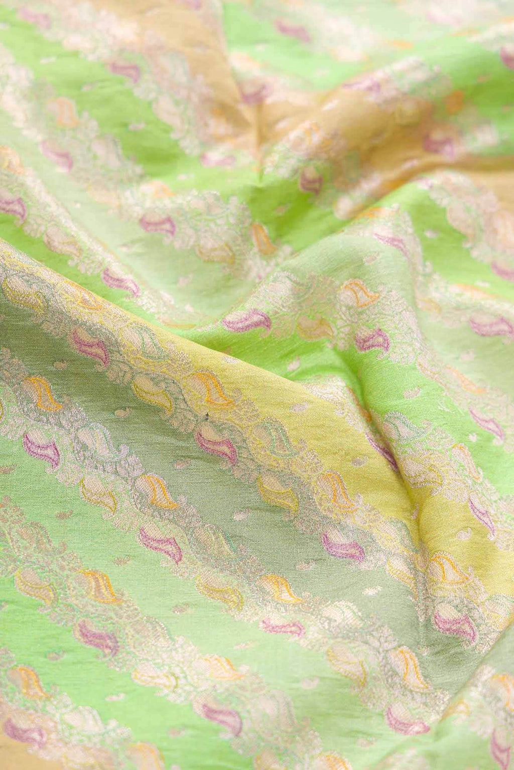 Grey and Yellow Banarasi Silk Dress Material