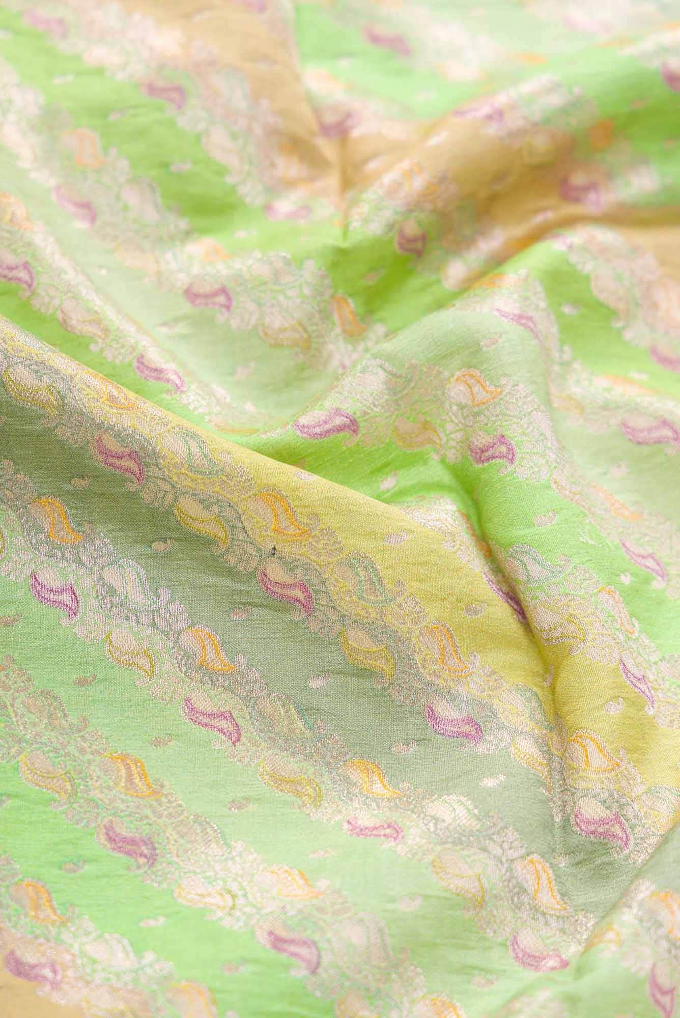 Grey and Yellow Banarasi Silk Dress Material