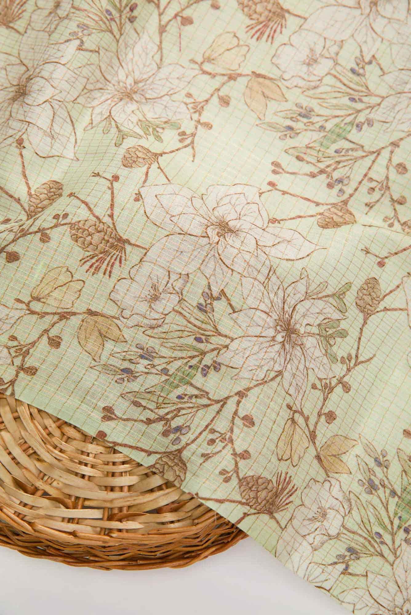 Pista Green Chanderi Silk Dress Material