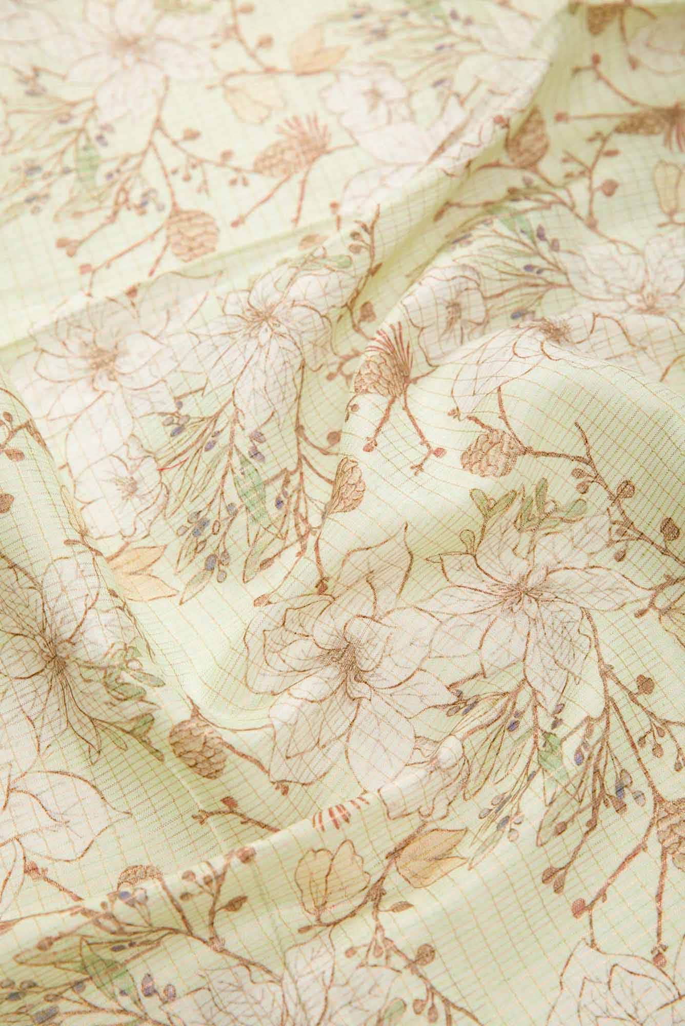 Pista Green Chanderi Silk Dress Material