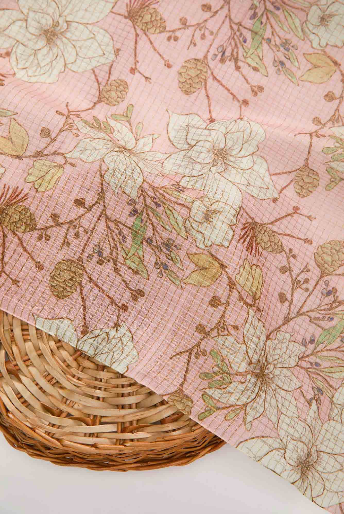 Pink Chanderi Silk Dress Material