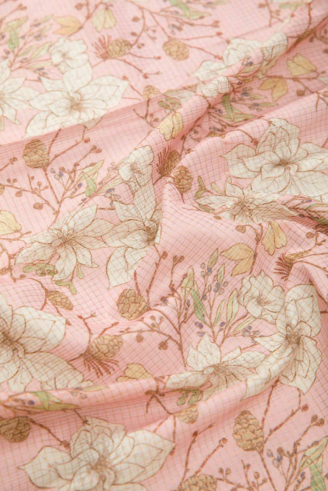 Pink Chanderi Silk Dress Material