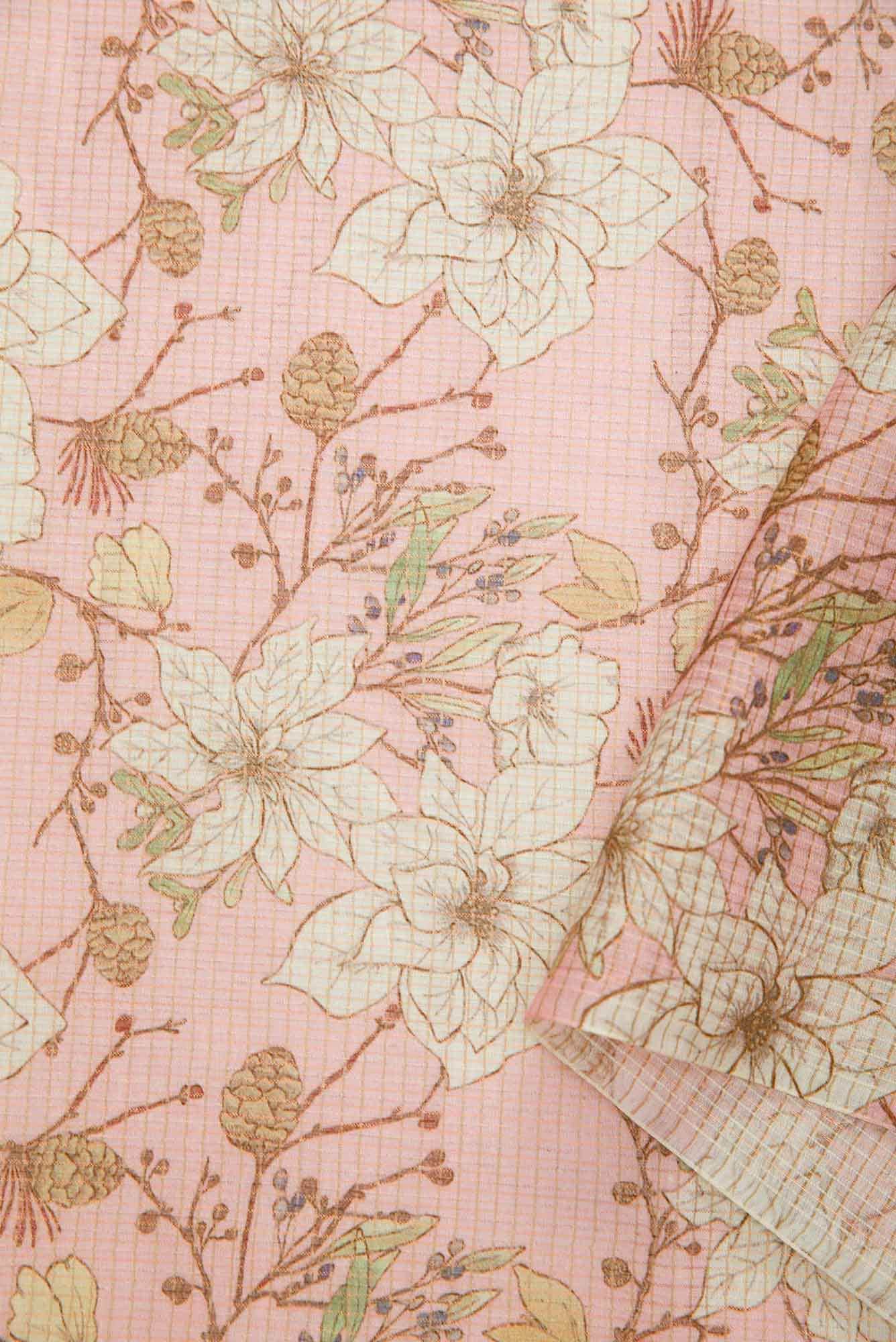 Pink Chanderi Silk Dress Material