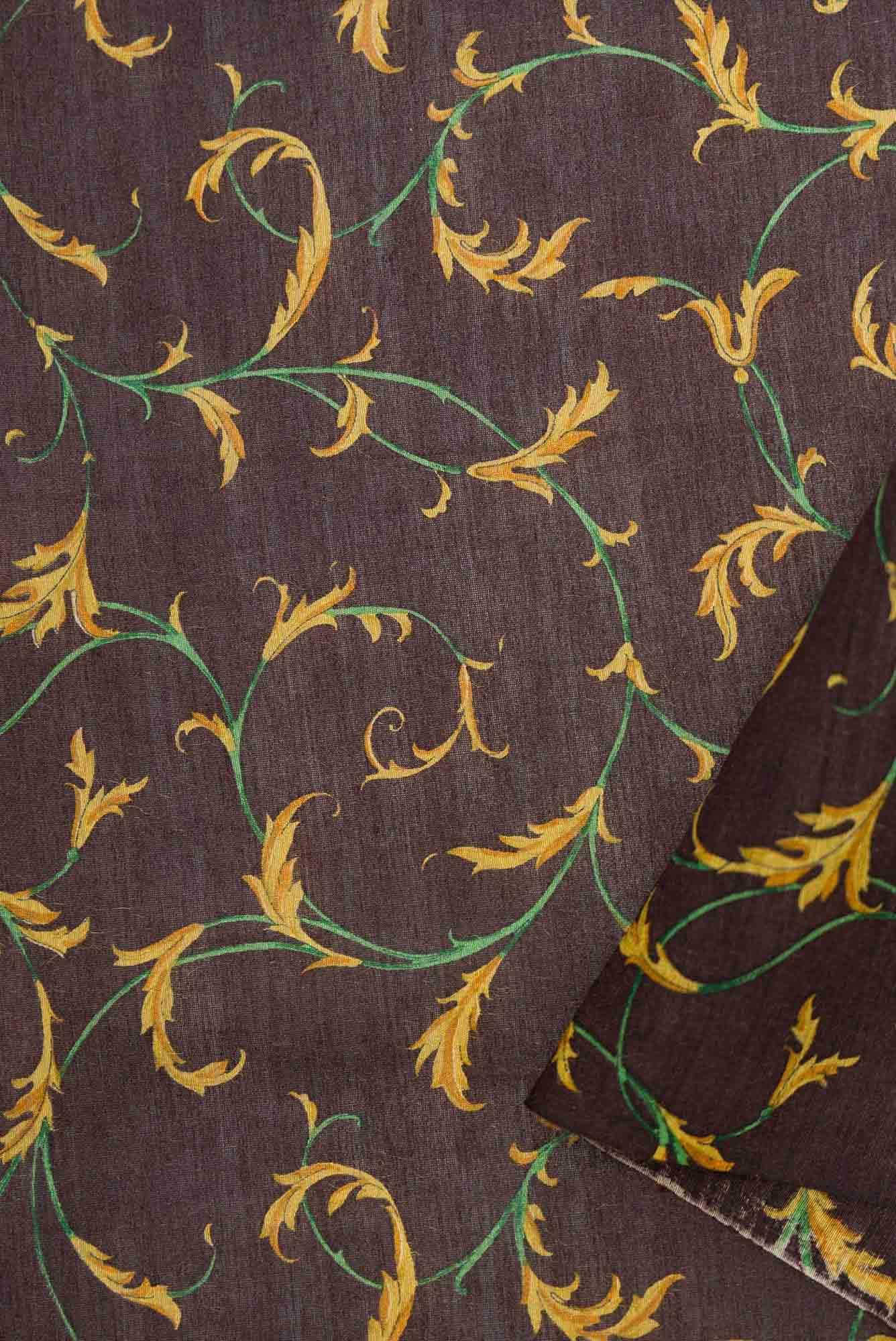 Brown Chanderi Silk Dress Material