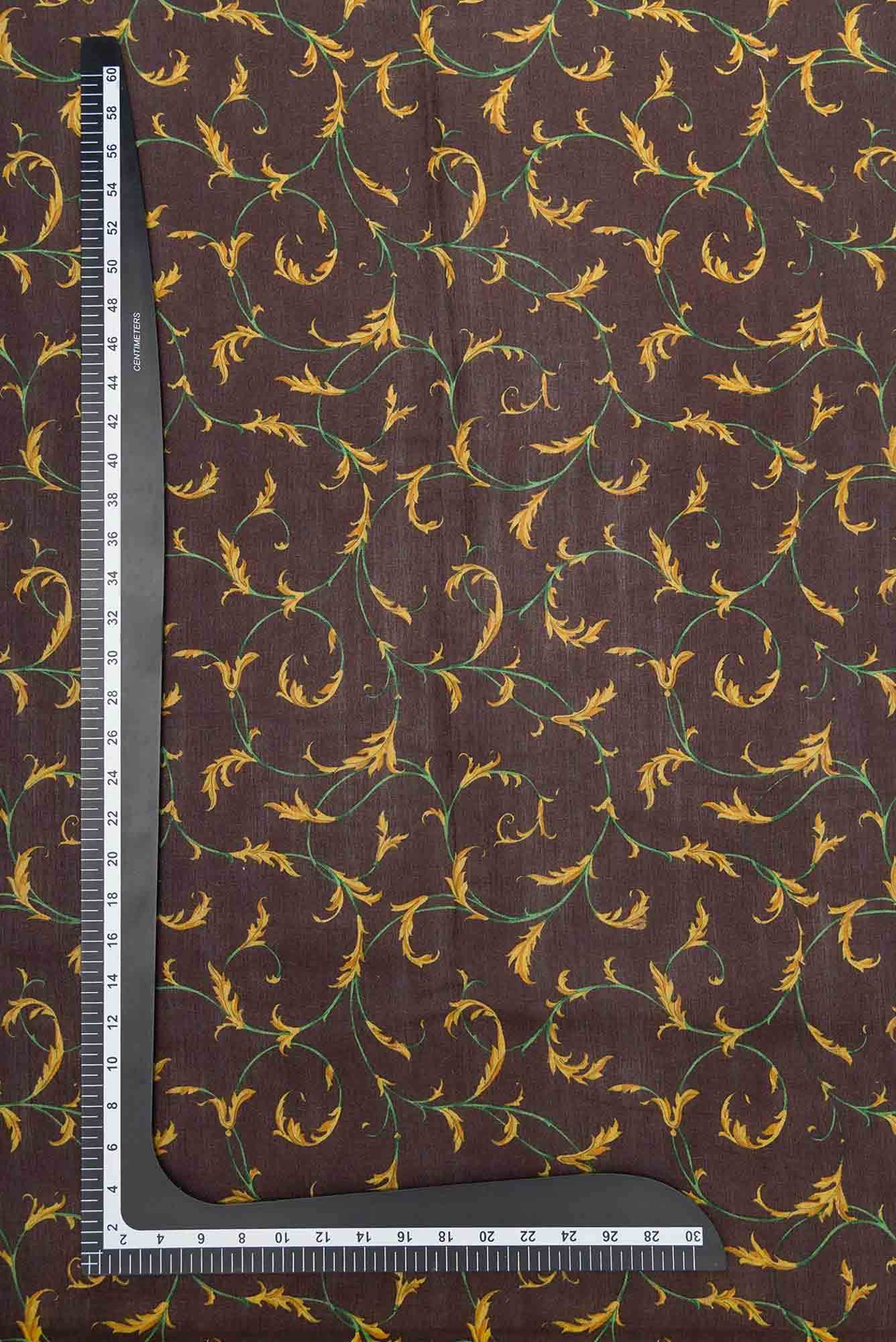Brown Chanderi Silk Dress Material