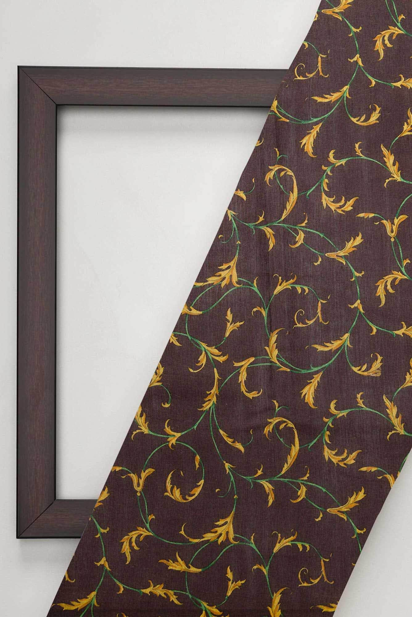 Brown Chanderi Silk Dress Material