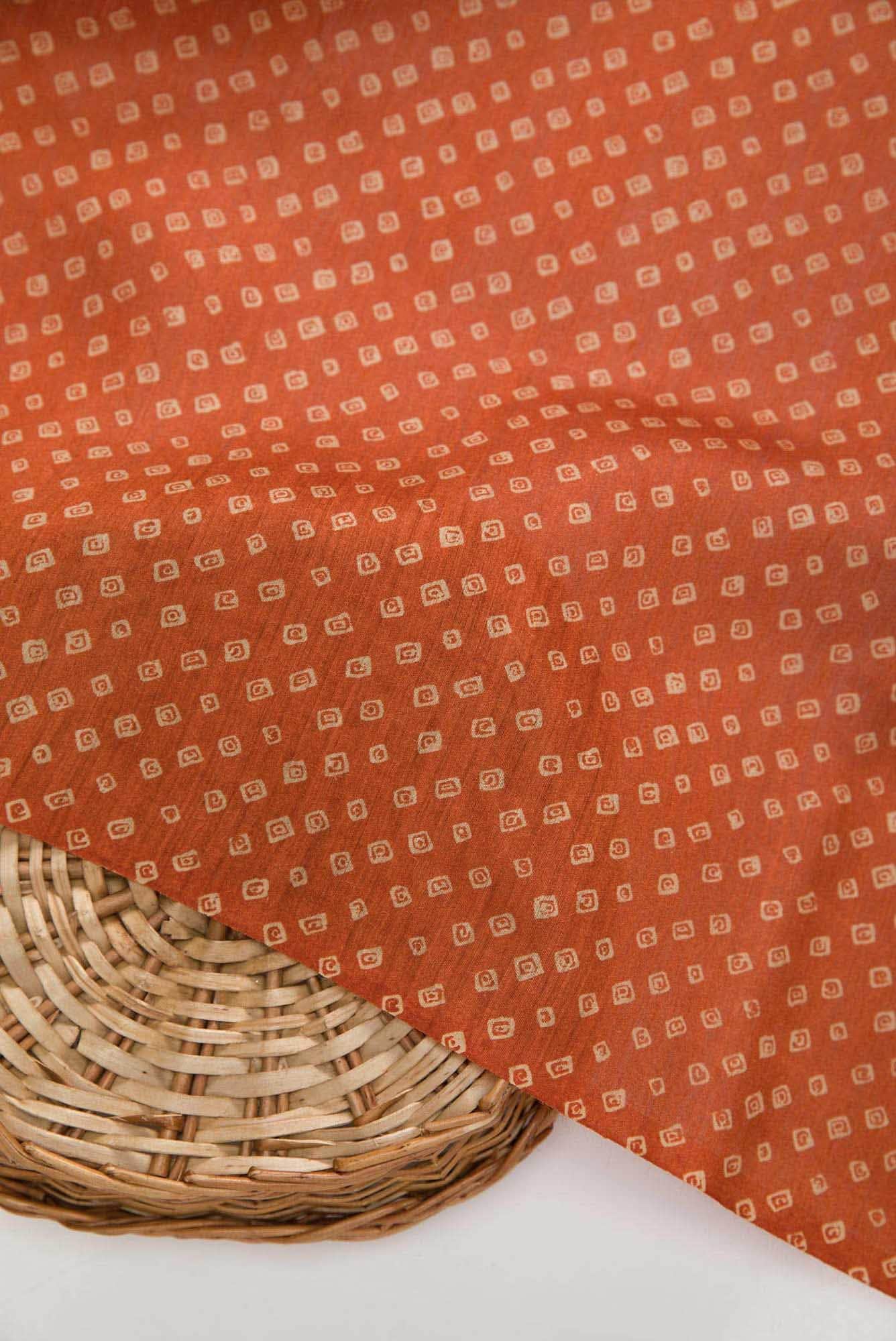 Orange Chanderi Silk Dress Material