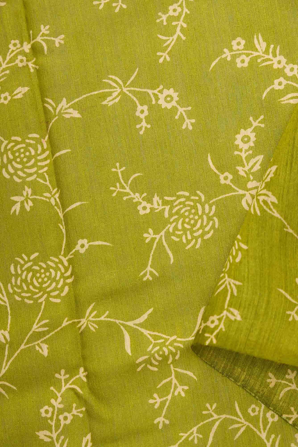 Mehandi Green Tussar Silk Dress Material
