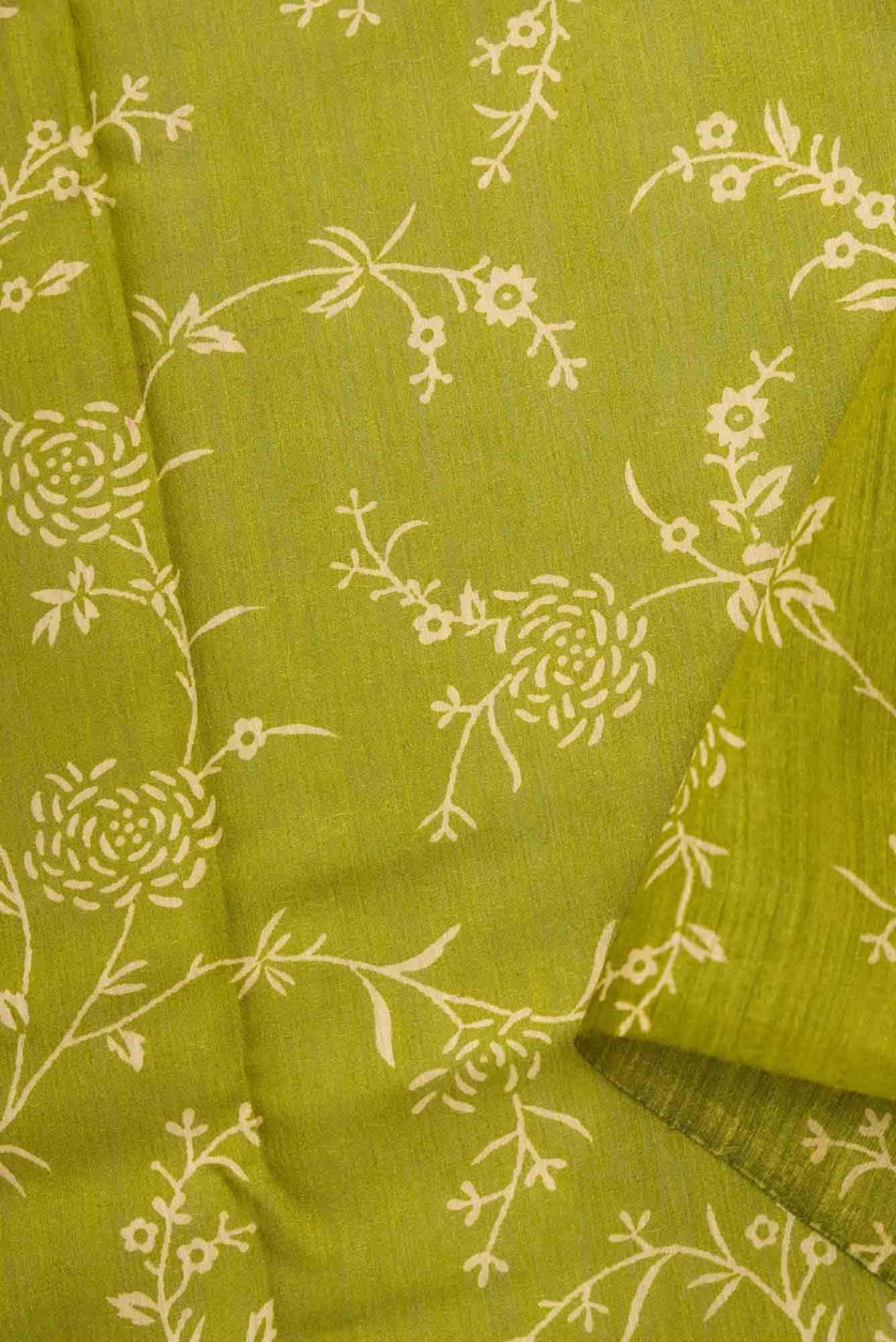 Mehandi Green Tussar Silk Dress Material