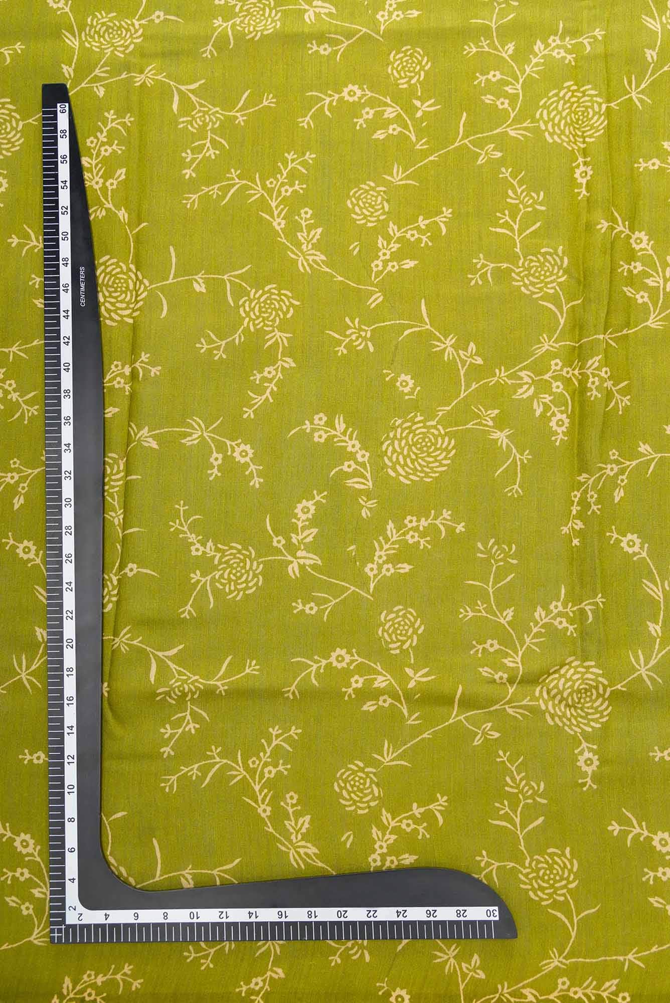 Mehandi Green Tussar Silk Dress Material