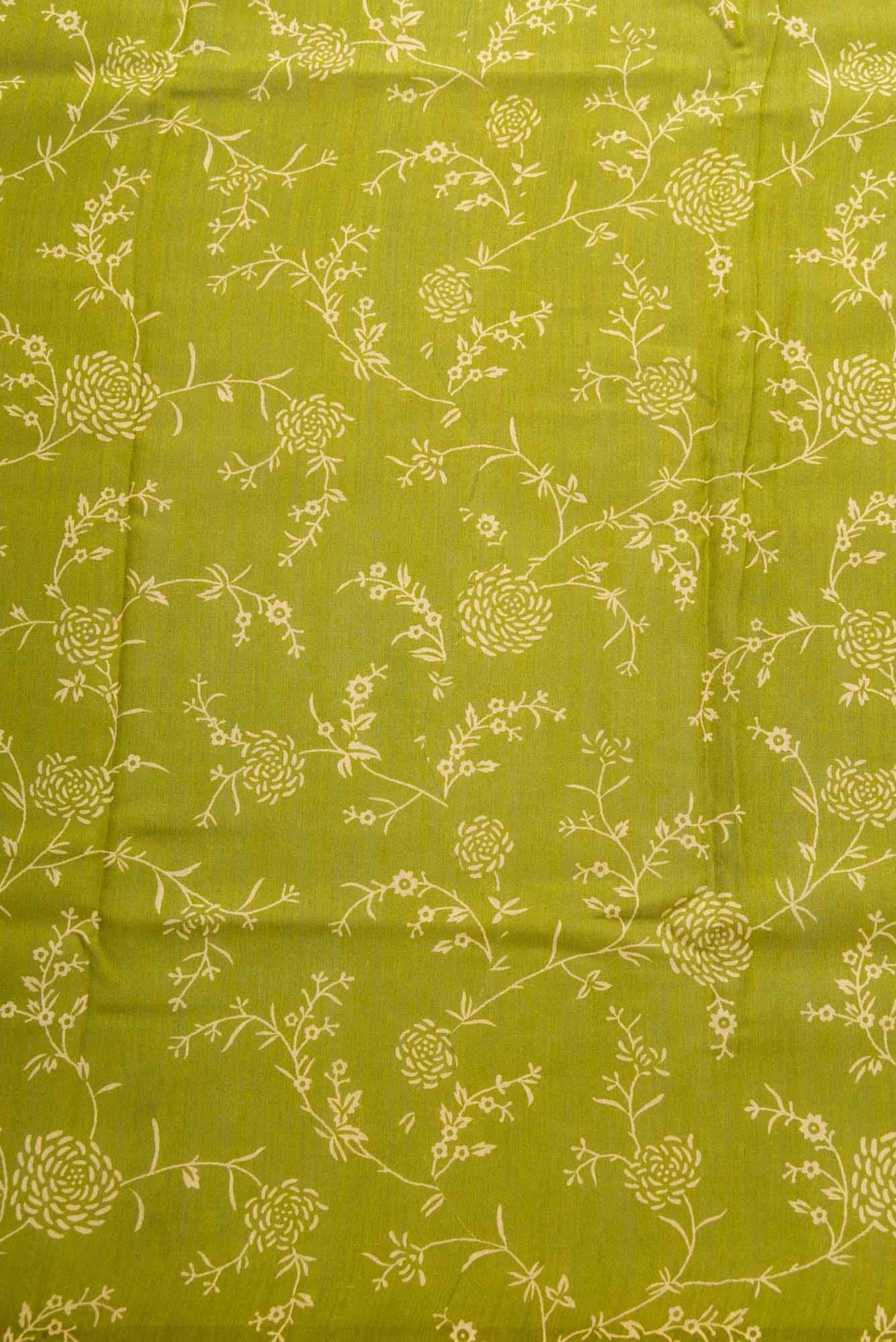 Mehandi Green Tussar Silk Dress Material
