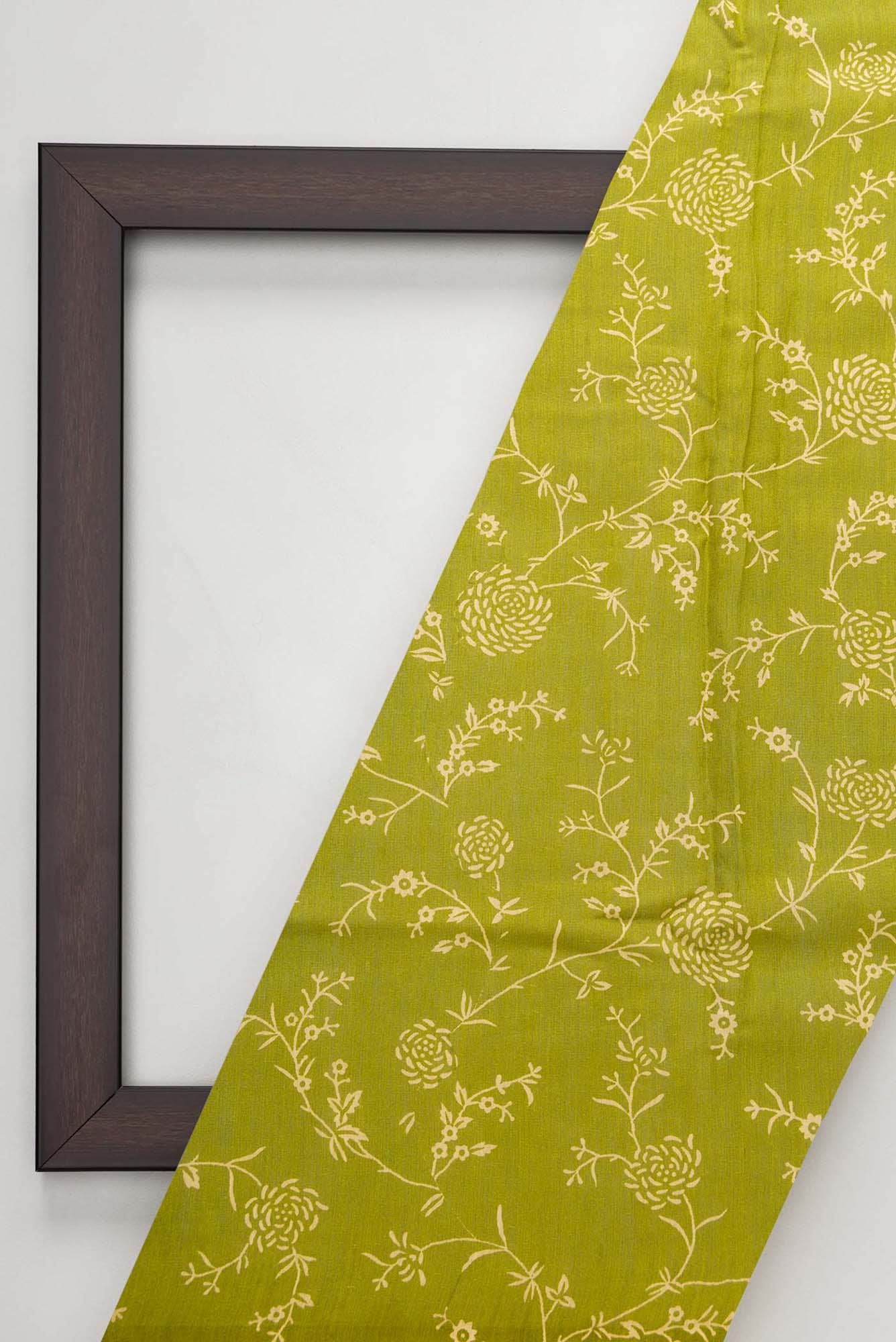 Mehandi Green Tussar Silk Dress Material
