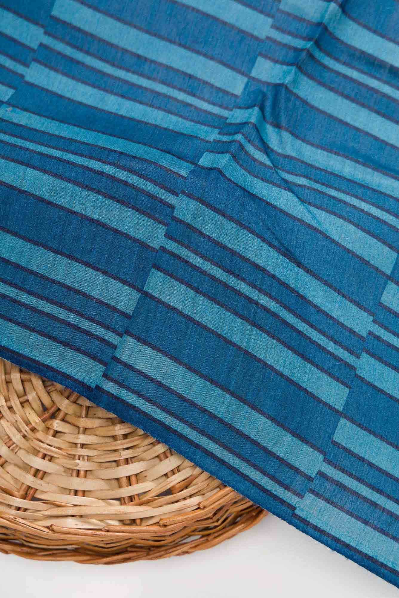 Blue Chanderi Silk Dress Material