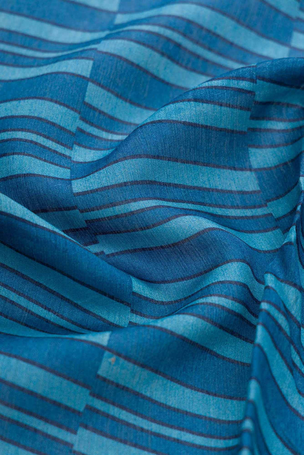 Blue Chanderi Silk Dress Material