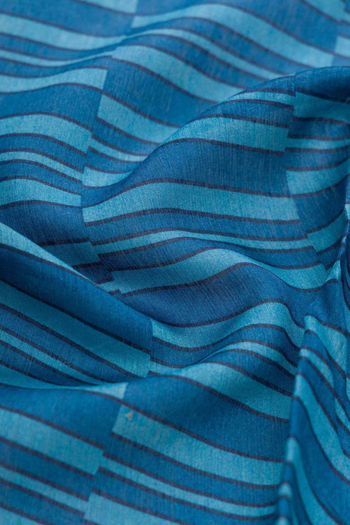 Blue Chanderi Silk Dress Material