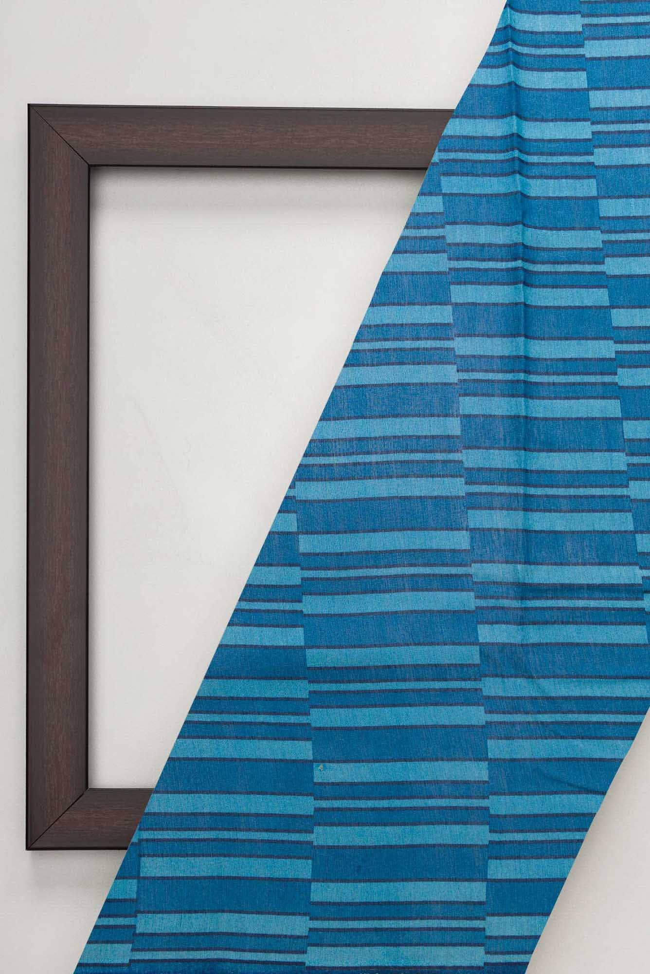 Blue Chanderi Silk Dress Material