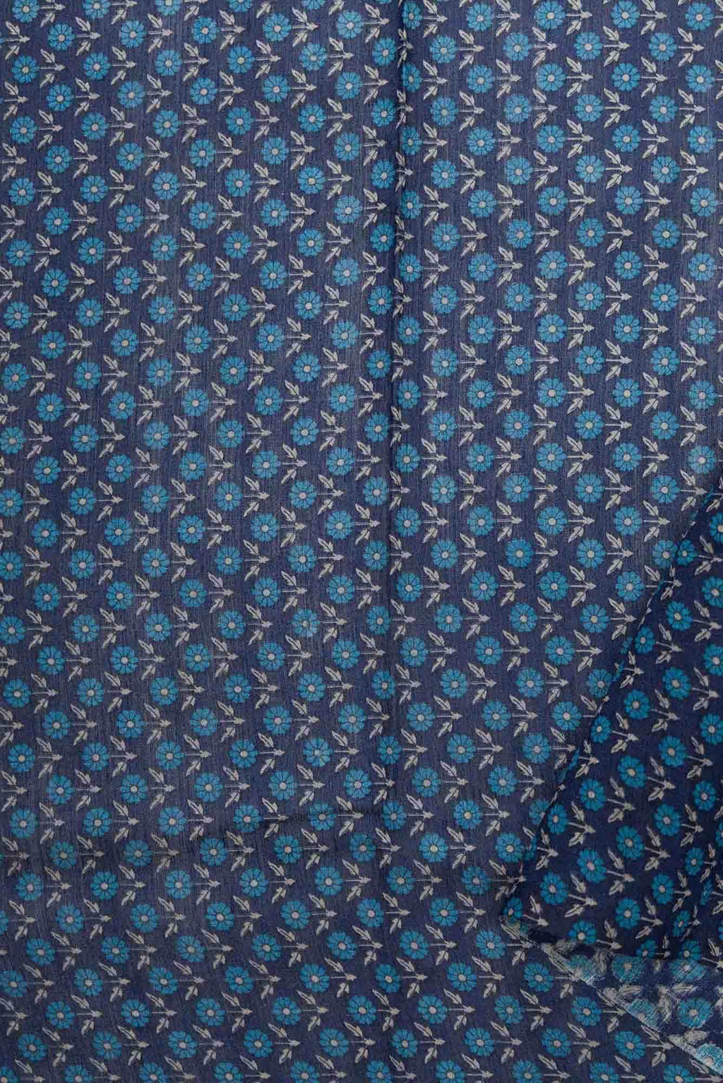Navy Blue Chanderi Silk Dress Material