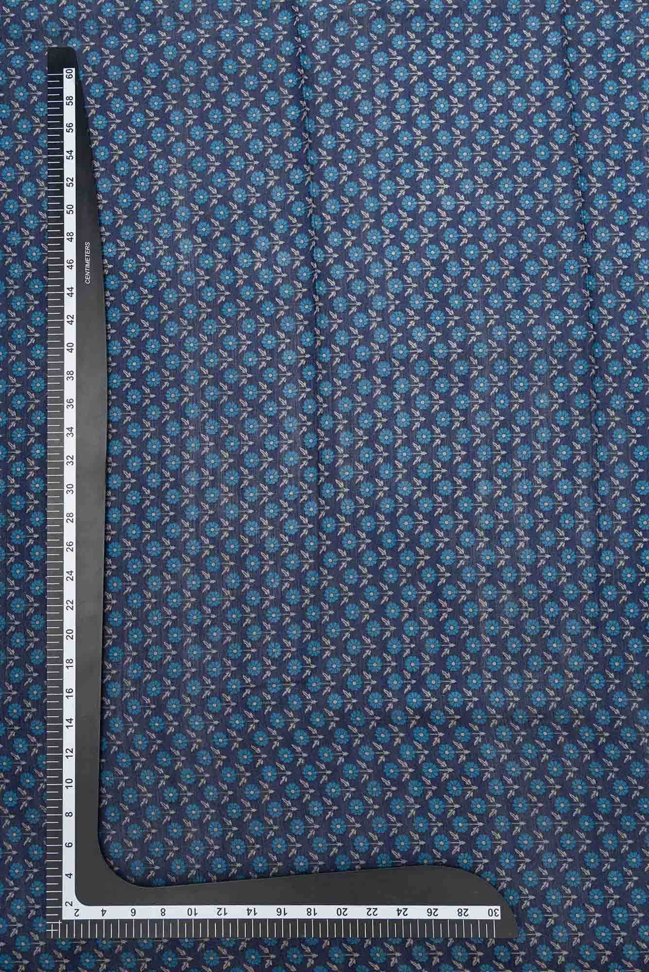 Navy Blue Chanderi Silk Dress Material