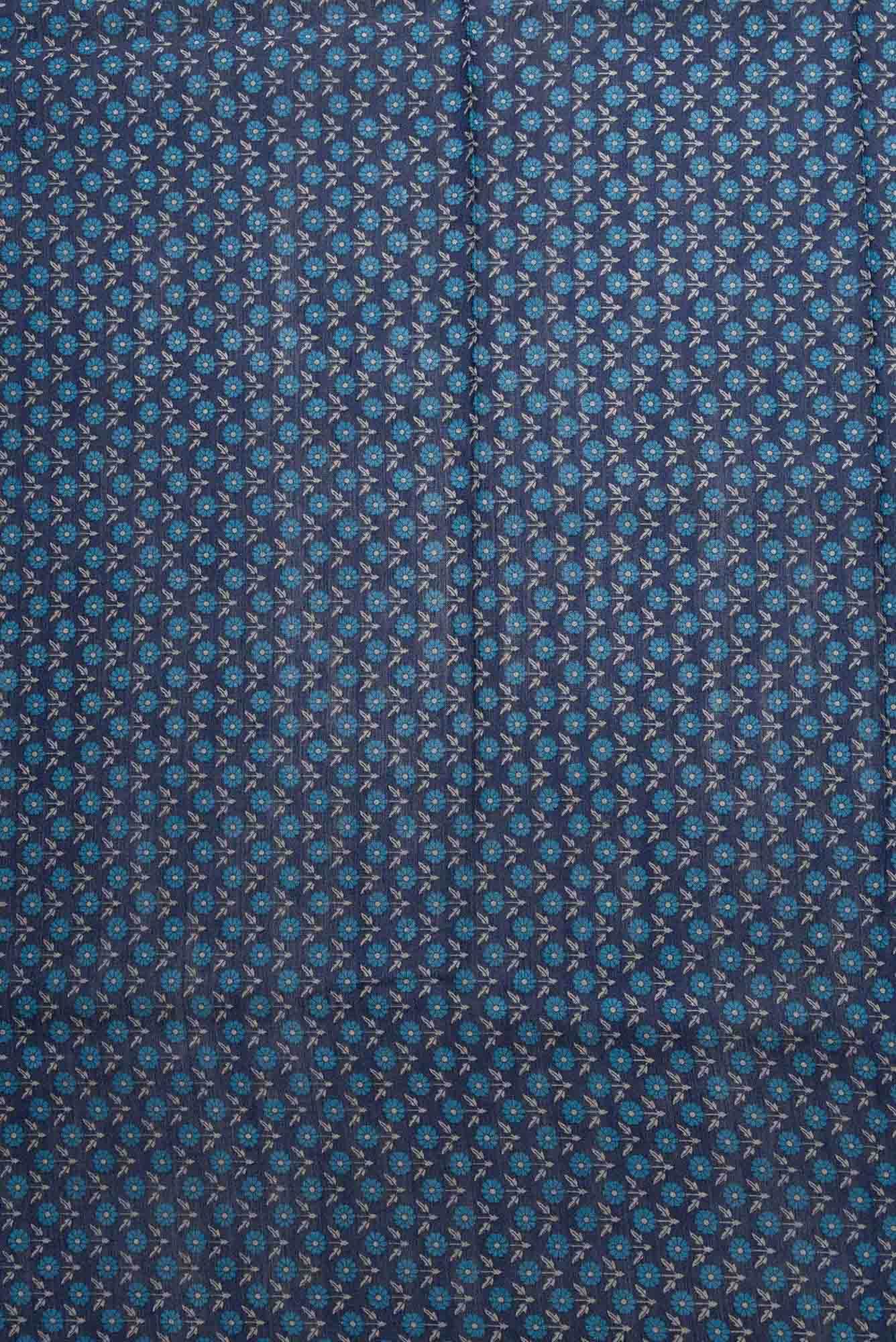 Navy Blue Chanderi Silk Dress Material