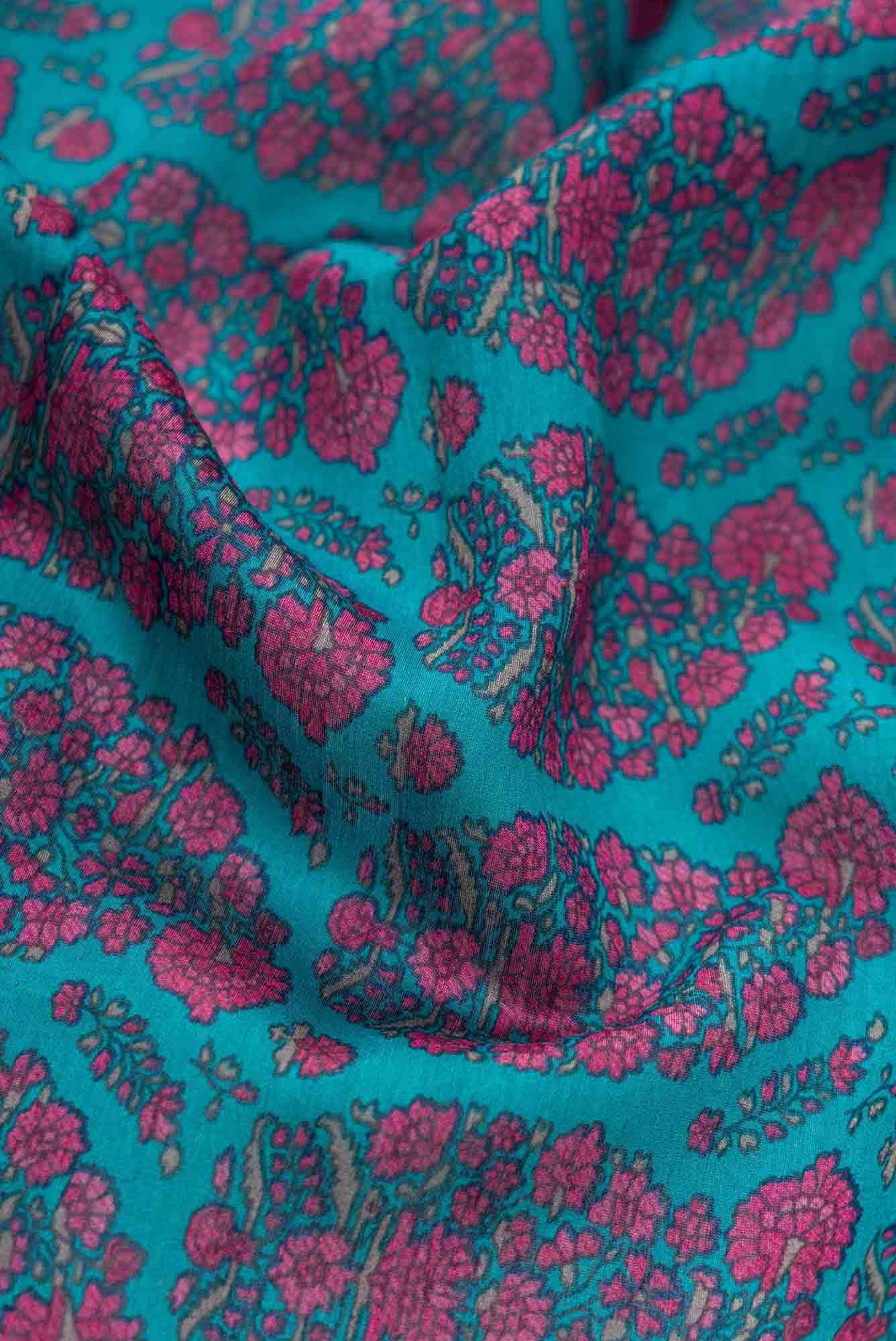 Blue Chanderi Silk Dress Material