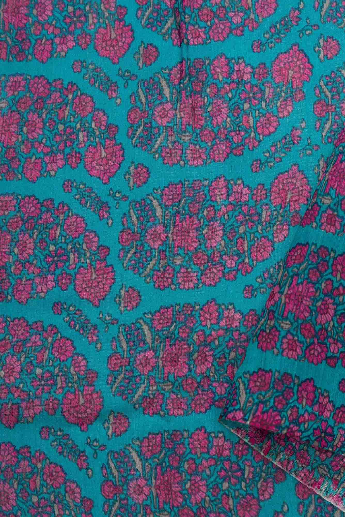 Blue Chanderi Silk Dress Material