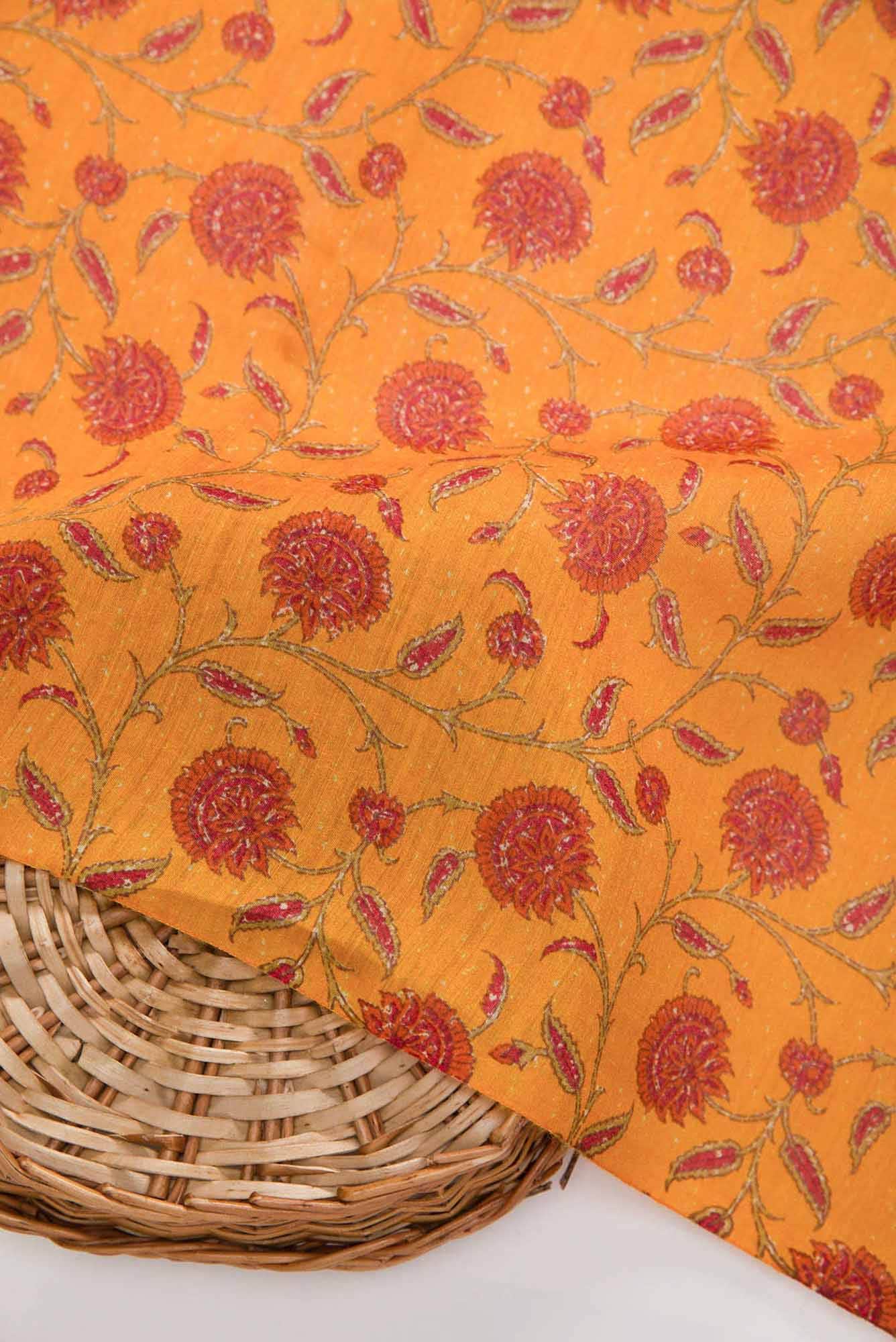 Yellow Chanderi Silk Dress Material