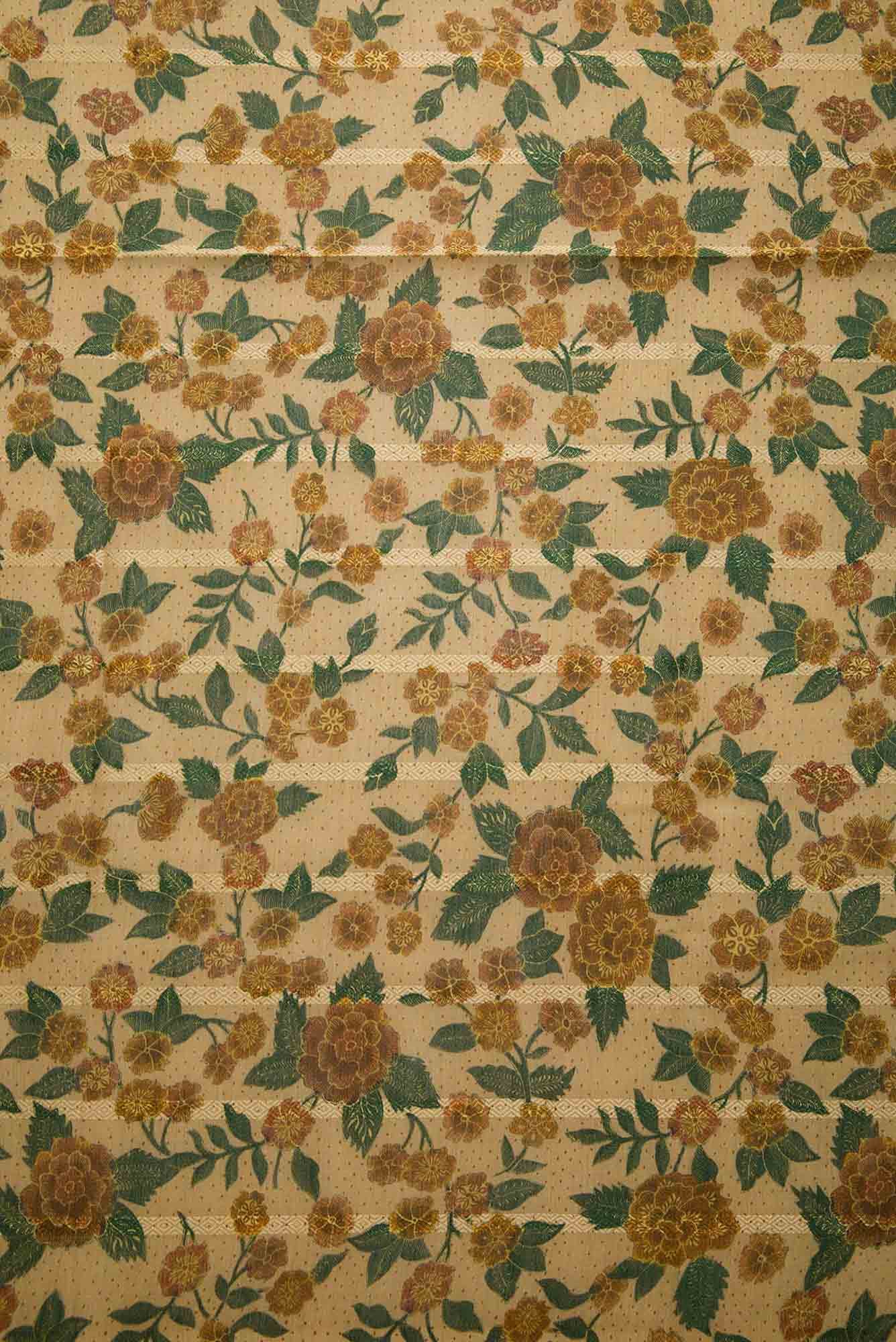 Beige Chanderi Silk Dress Material