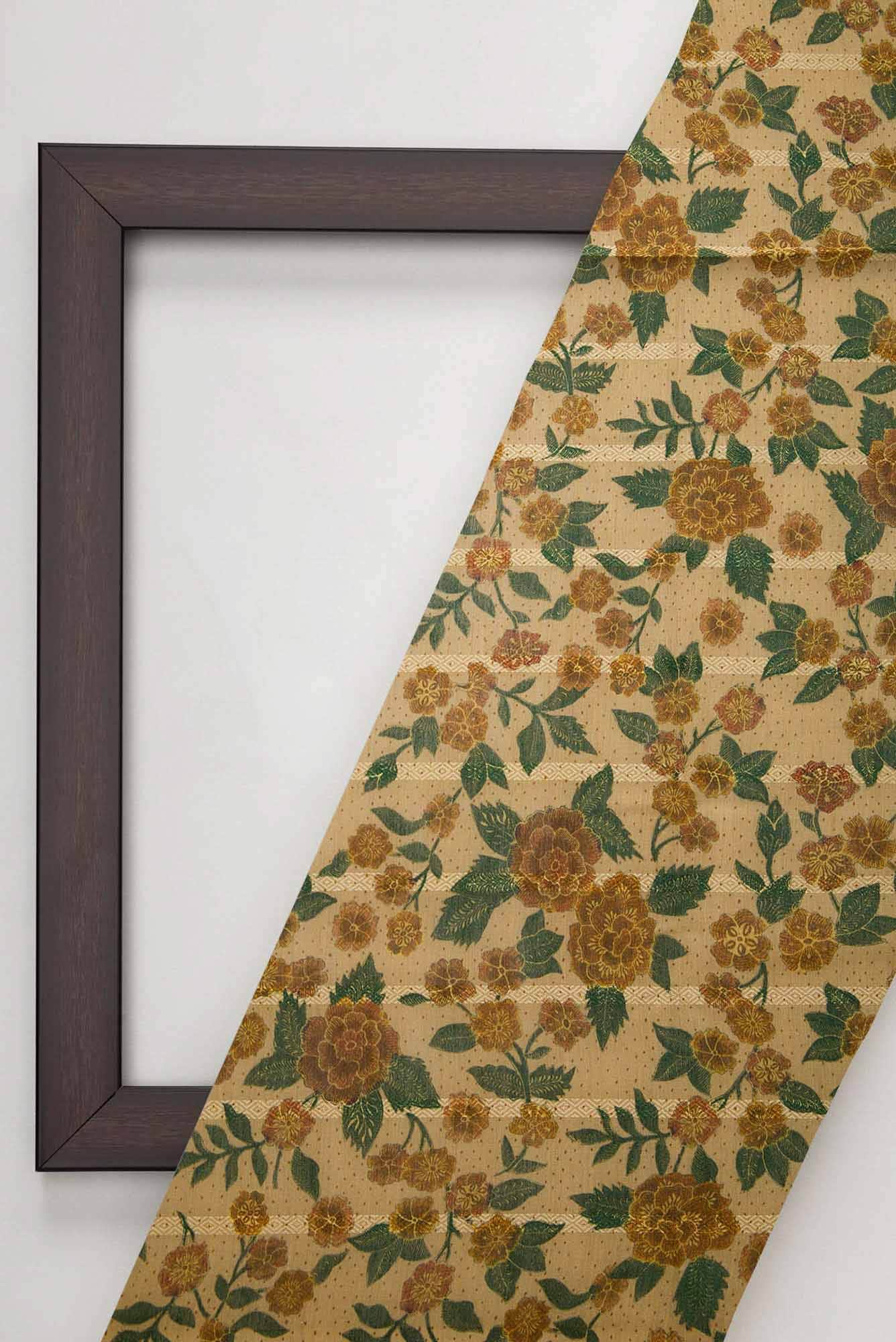Beige Chanderi Silk Dress Material