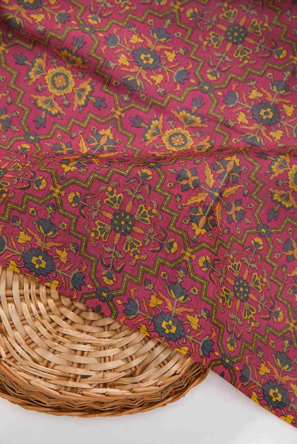 Magenta Chanderi Silk Dress Material