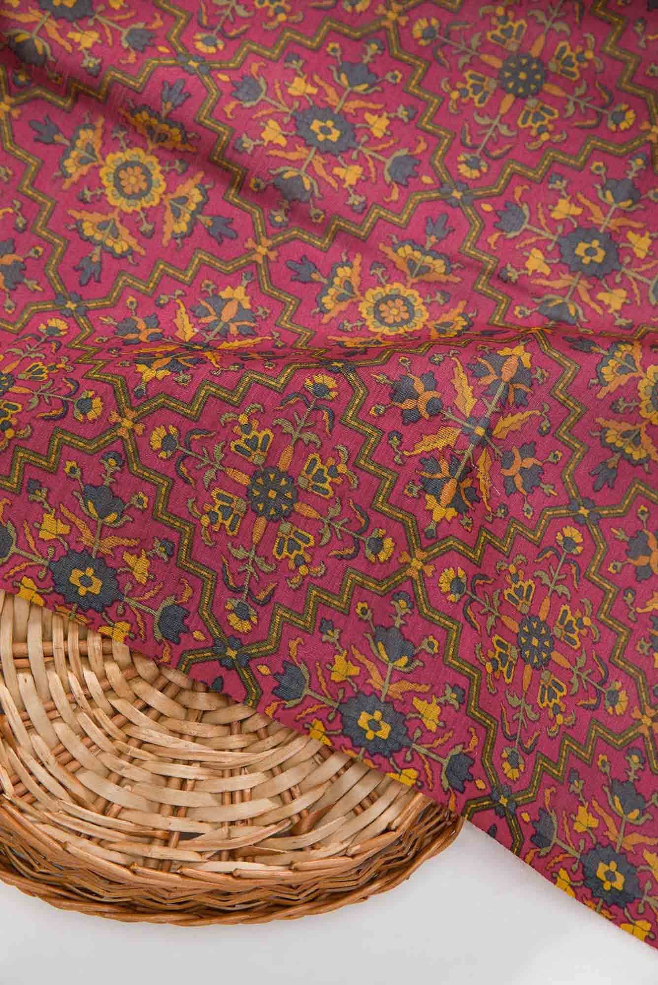 Magenta Chanderi Silk Dress Material