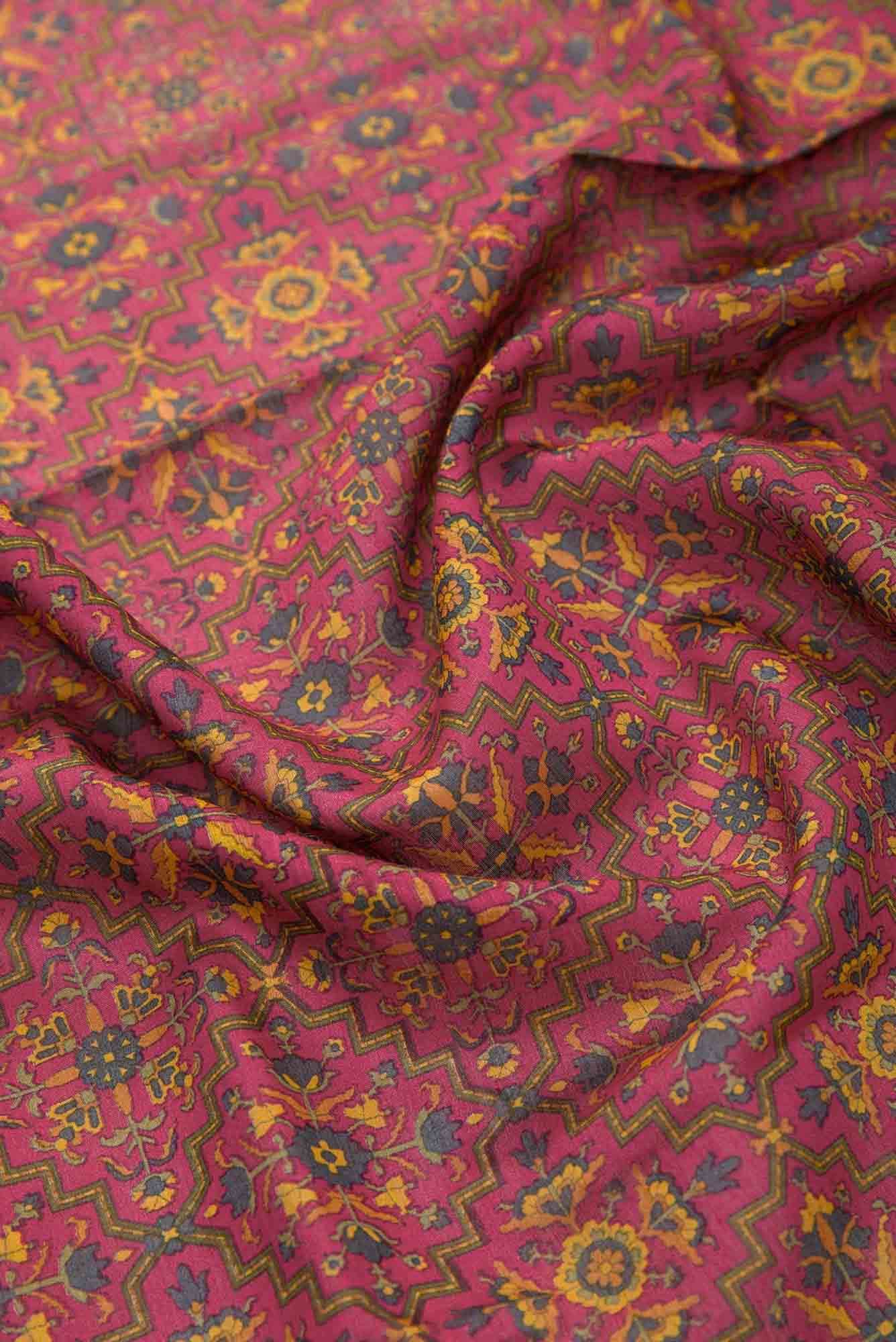Magenta Chanderi Silk Dress Material