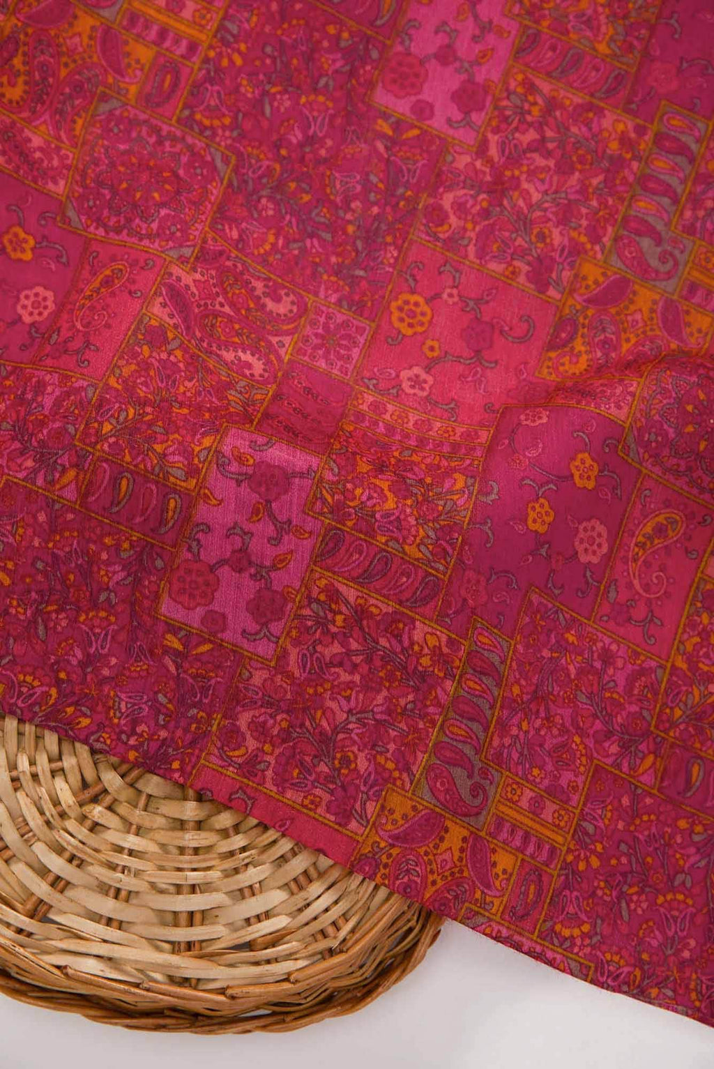 Dark Pink Chanderi Silk Dress Material