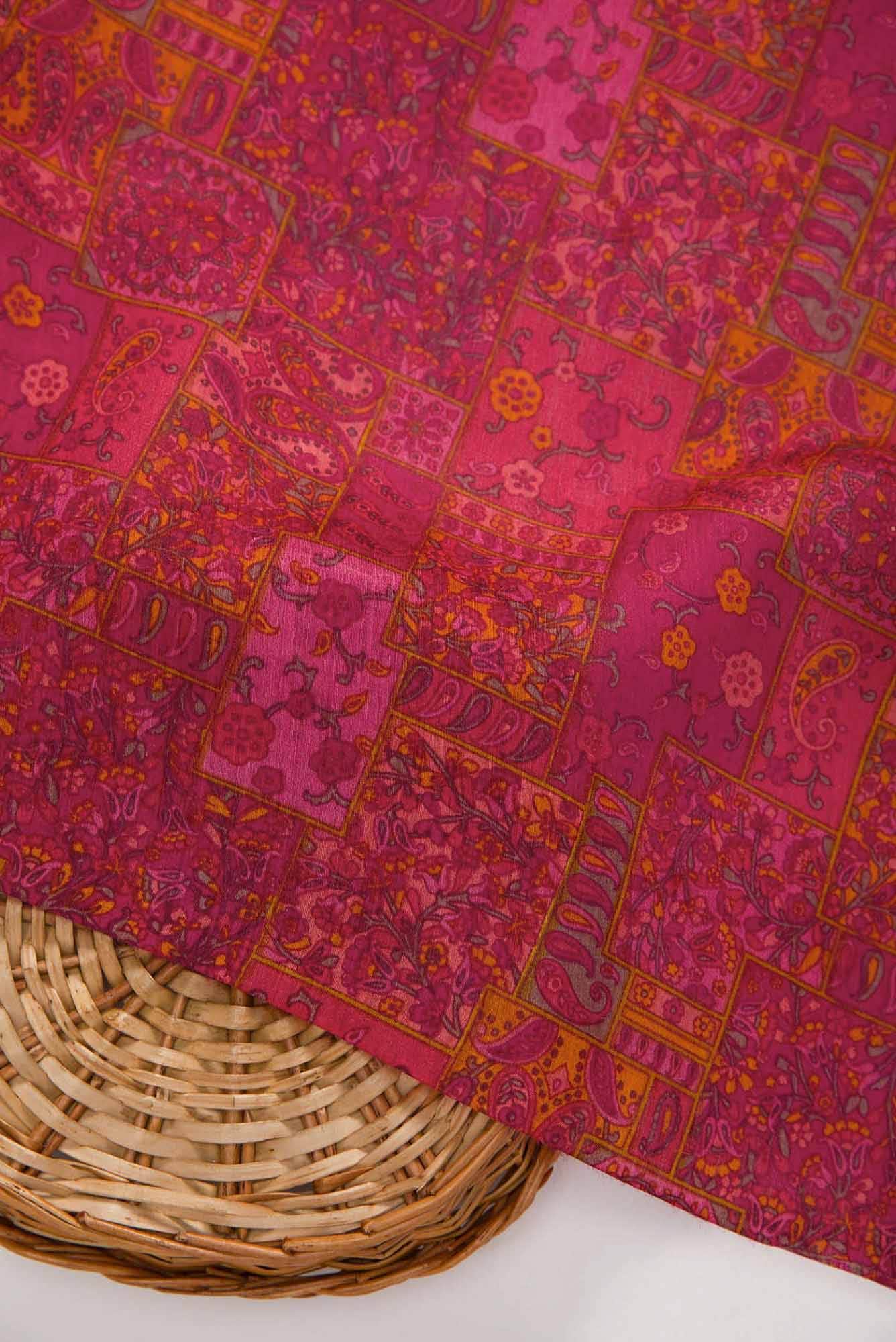 Dark Pink Chanderi Silk Dress Material