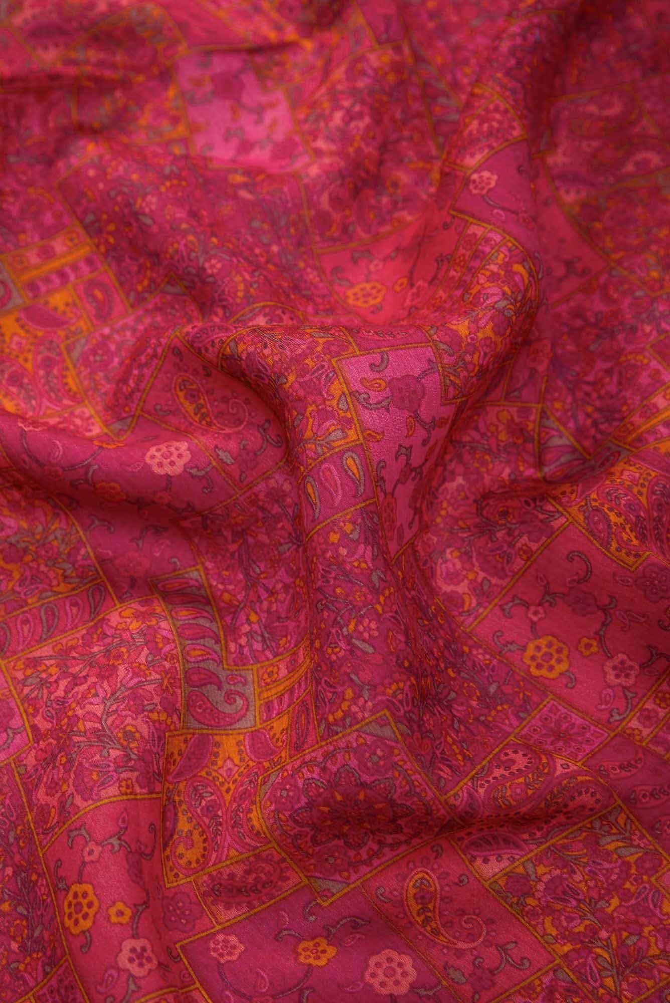 Dark Pink Chanderi Silk Dress Material