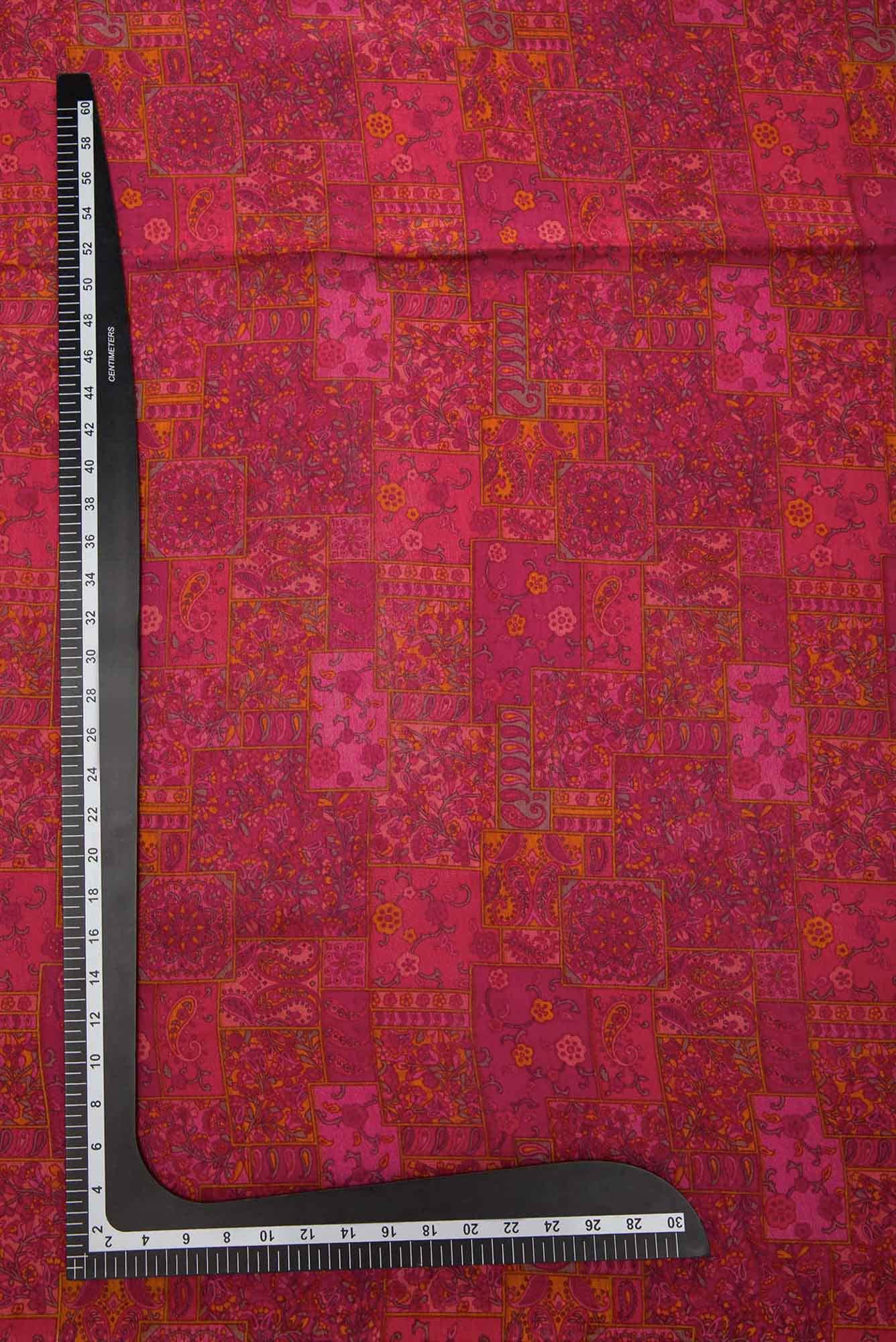 Dark Pink Chanderi Silk Dress Material